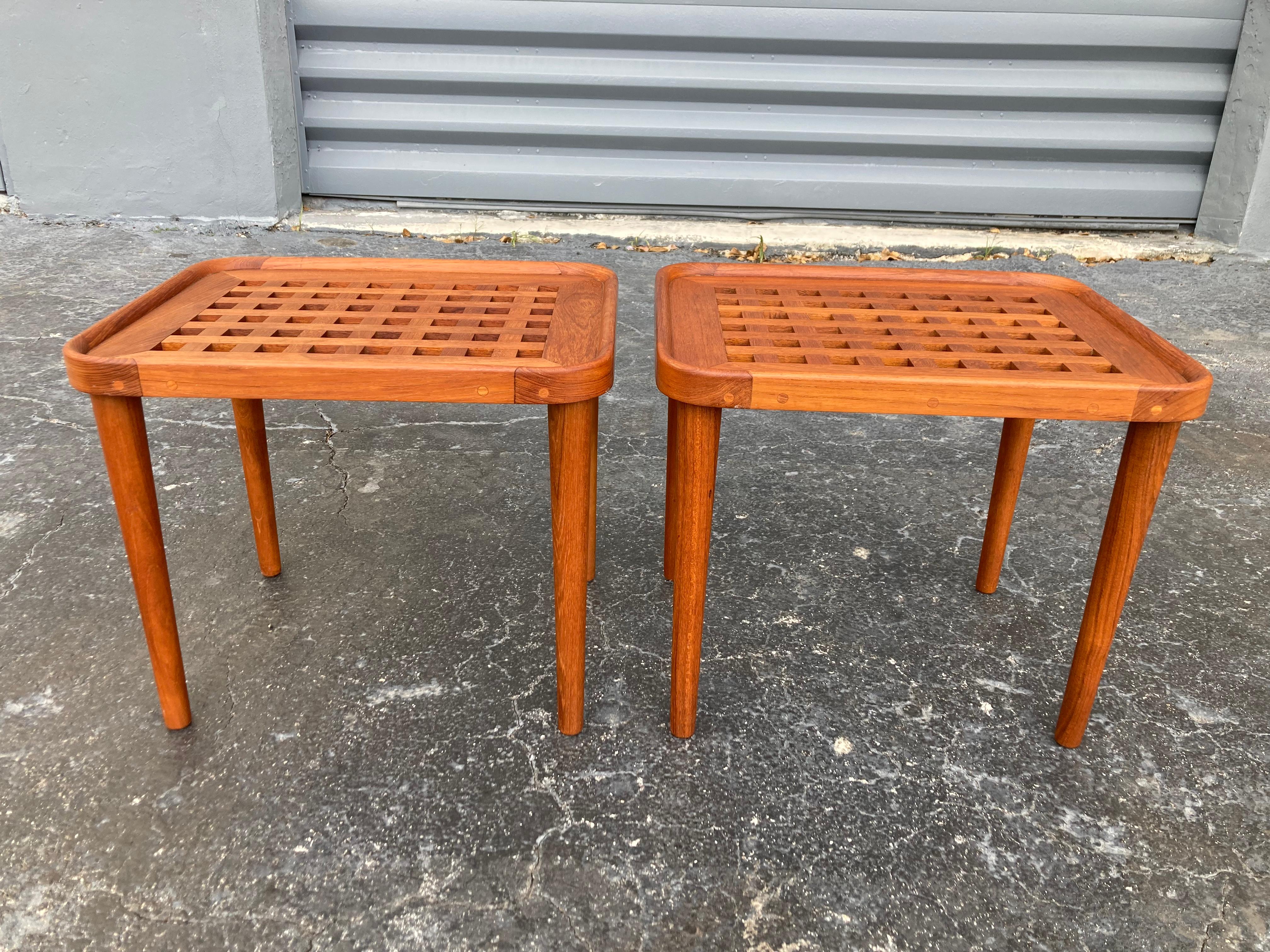Pair of Danish Solid Teak Side Tables, End Tables For Sale 10