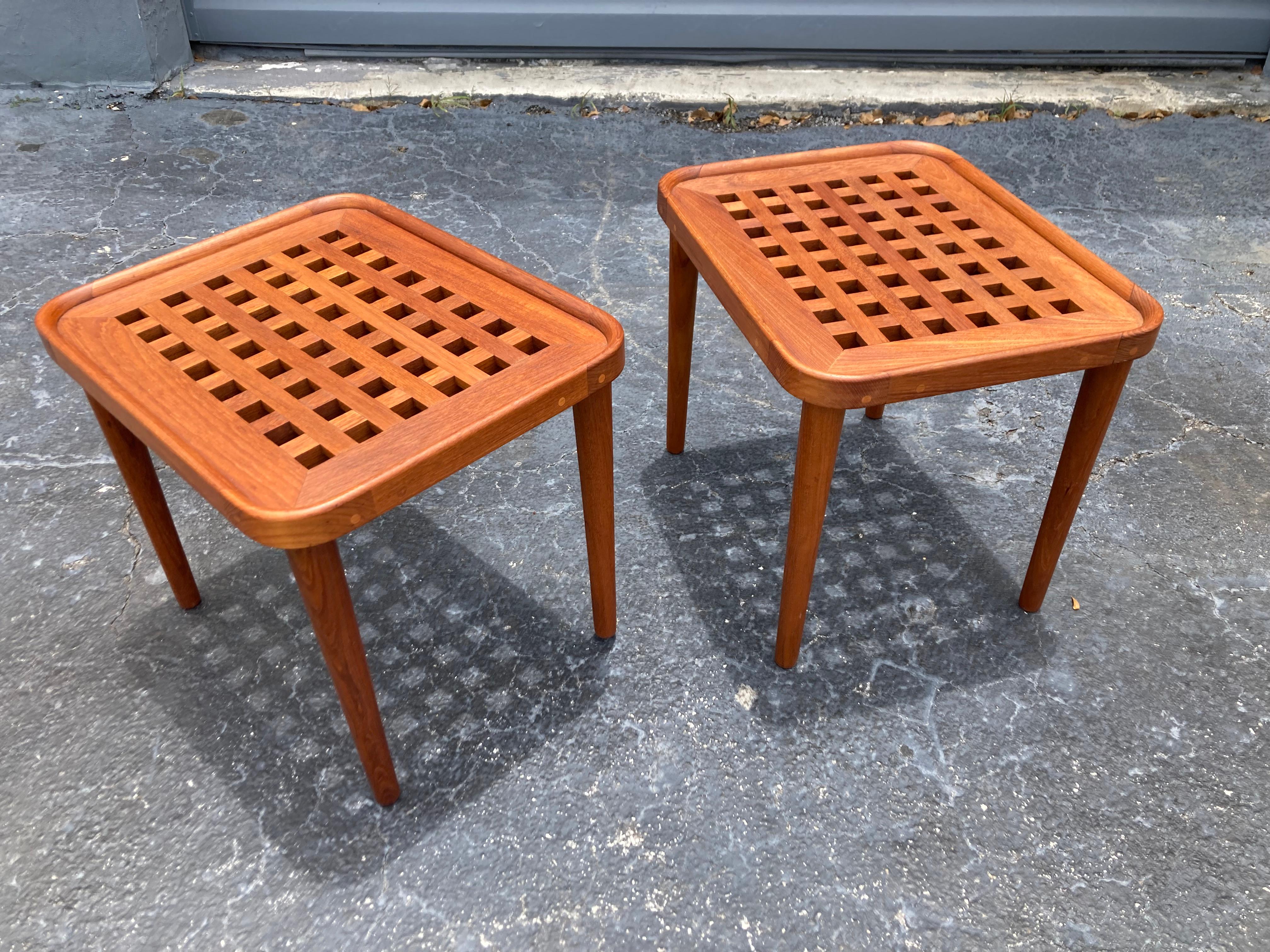 Pair of Danish Solid Teak Side Tables, End Tables For Sale 11