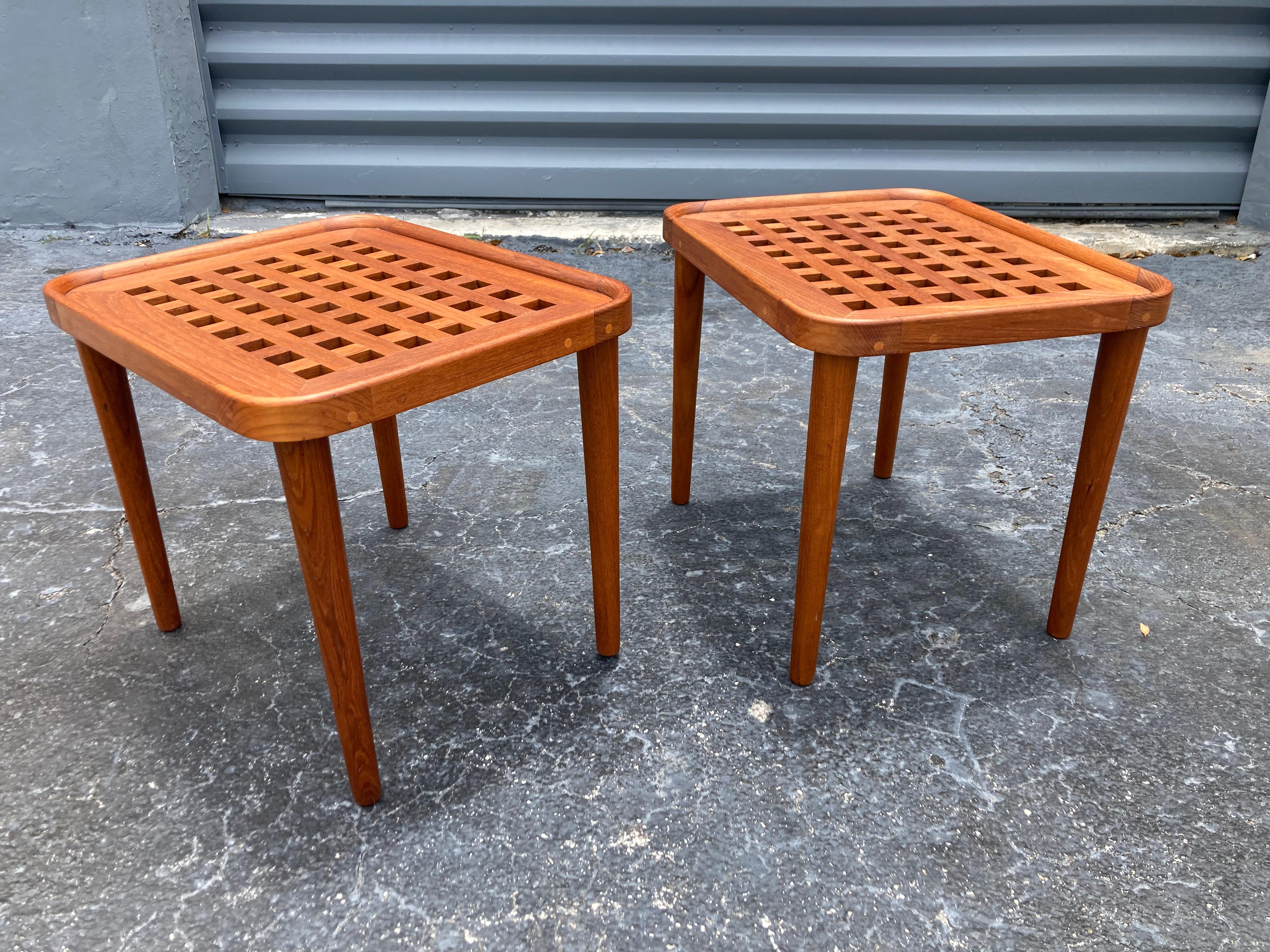 Pair of Danish Solid Teak Side Tables, End Tables For Sale 12
