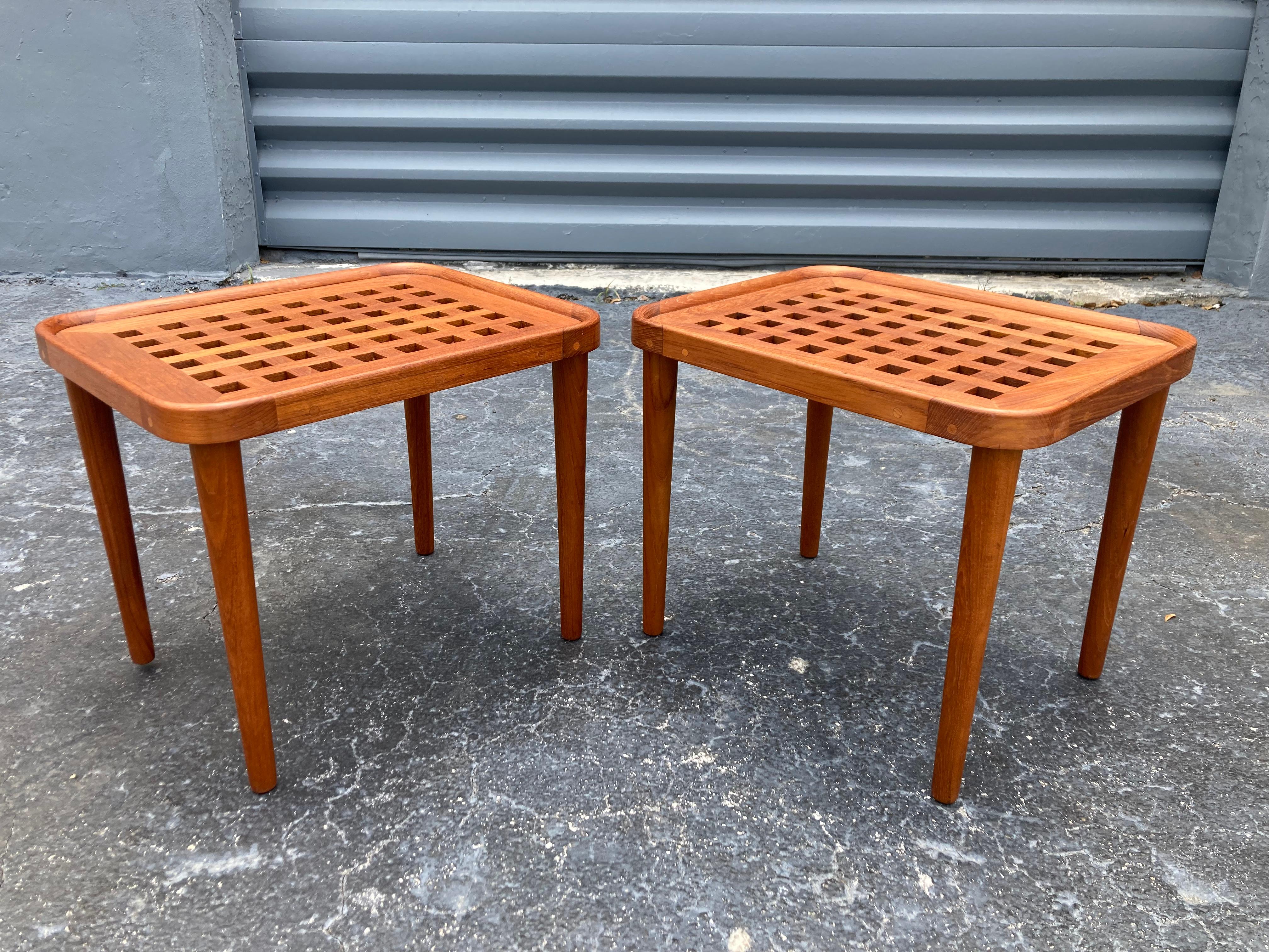 Pair of Danish Solid Teak Side Tables, End Tables For Sale 13