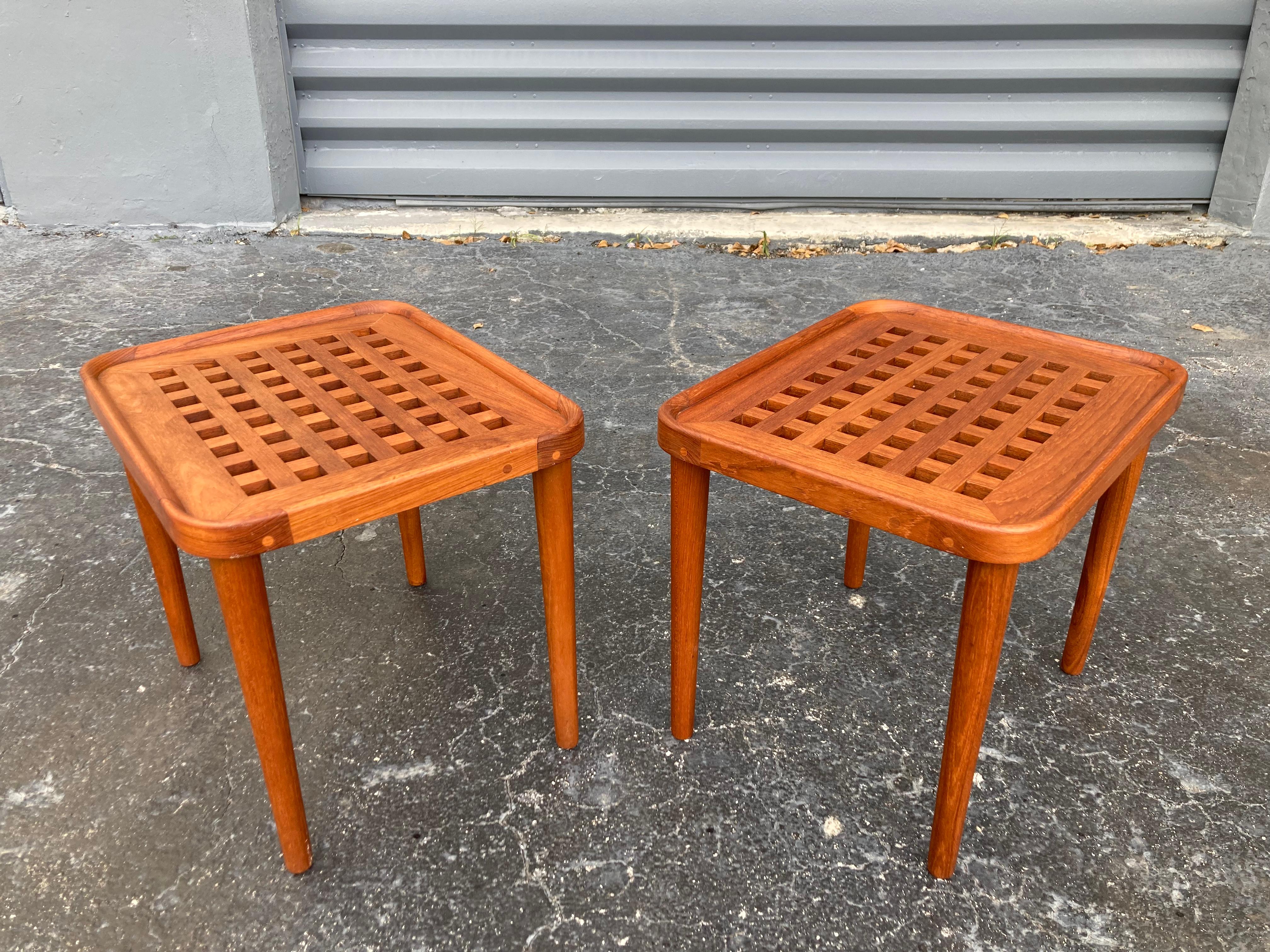 Pair of Side Tables, solid teak. Most likely made in Denmark. Good condition.