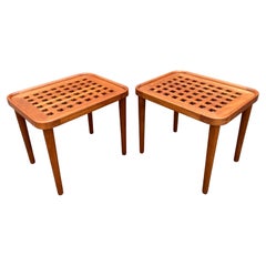 Retro Pair of Danish Solid Teak Side Tables, End Tables