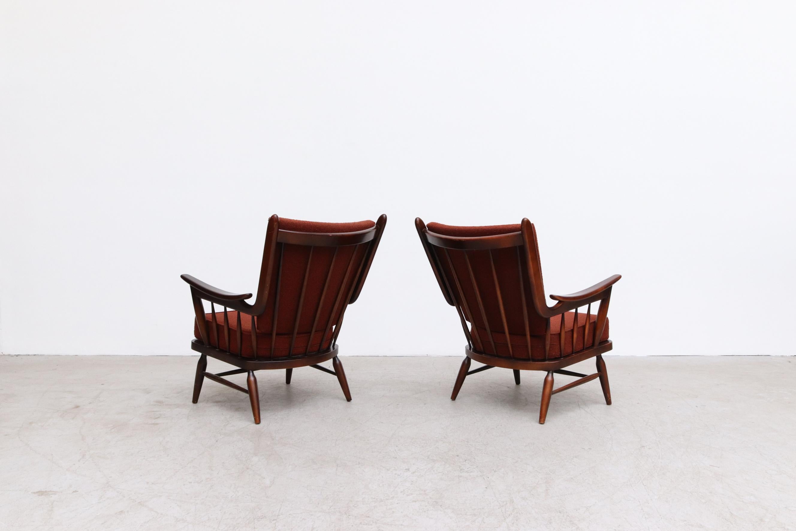 Pair of Danish Spindle Back Lounge Chairs In Good Condition In Los Angeles, CA