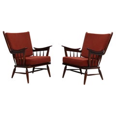 Pair of Danish Spindle Back Lounge Chairs