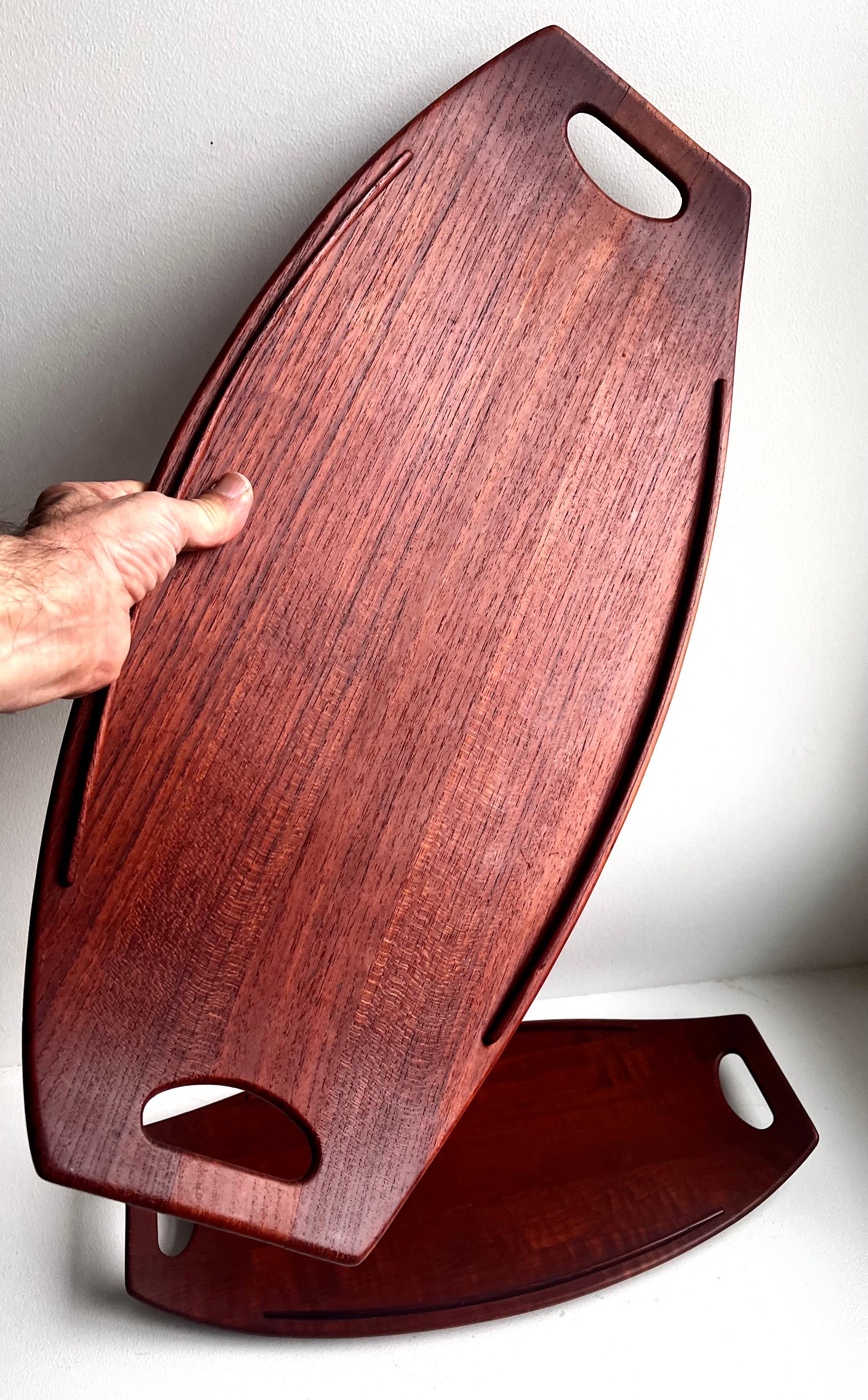 Pair of Danish Staved Teak Trays by Jens Quistgaard for Dansk, 1950's For Sale 9