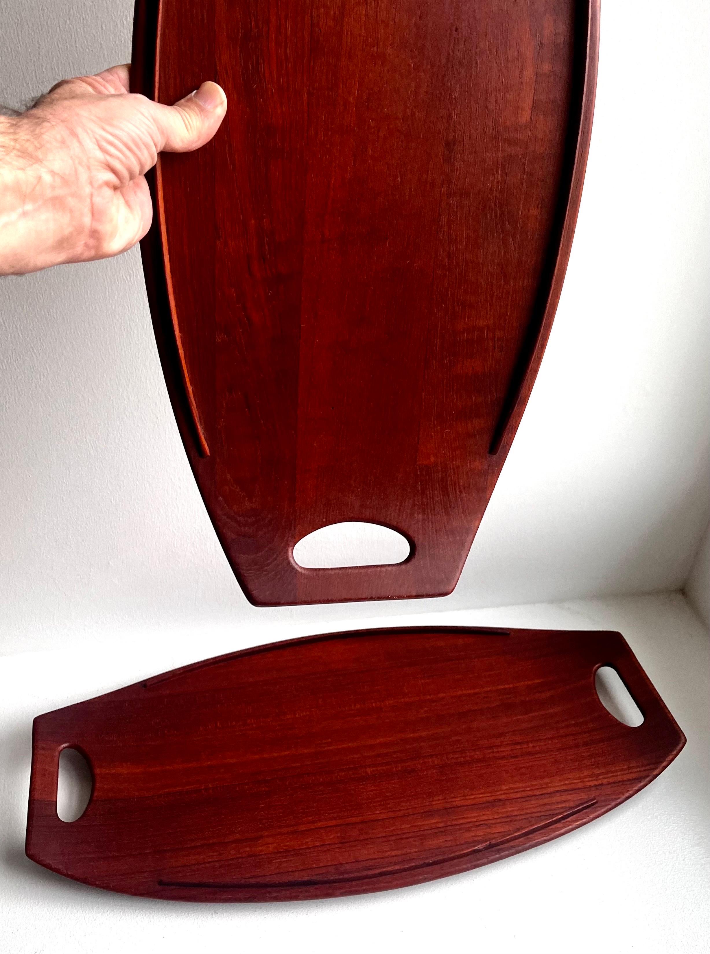 Pair of Danish Staved Teak Trays by Jens Quistgaard for Dansk, 1950's For Sale 11