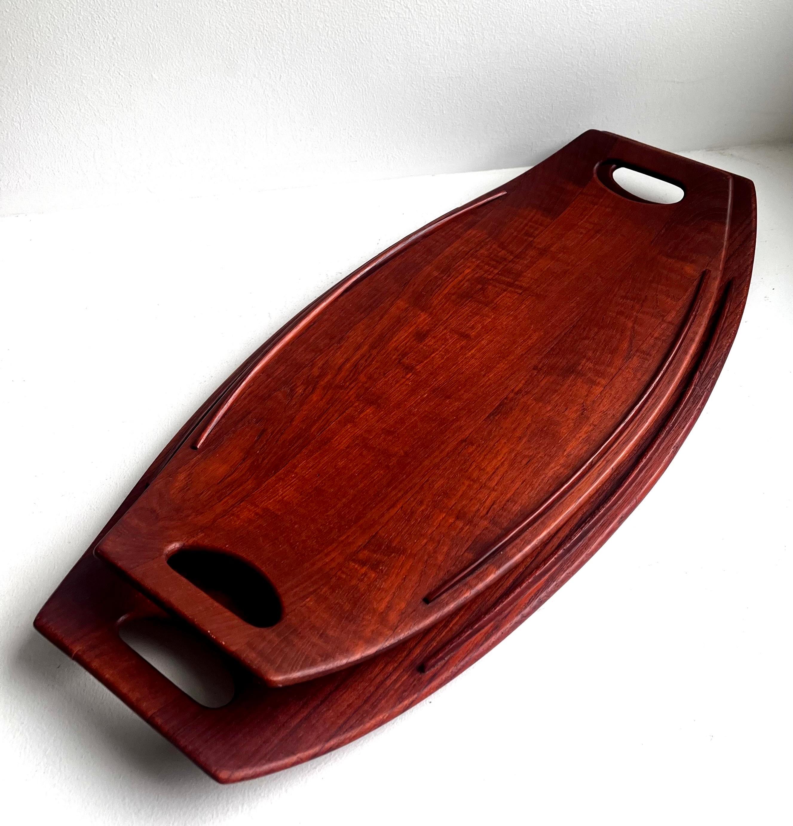 Pair of Danish Staved Teak Trays by Jens Quistgaard for Dansk, 1950's For Sale 12