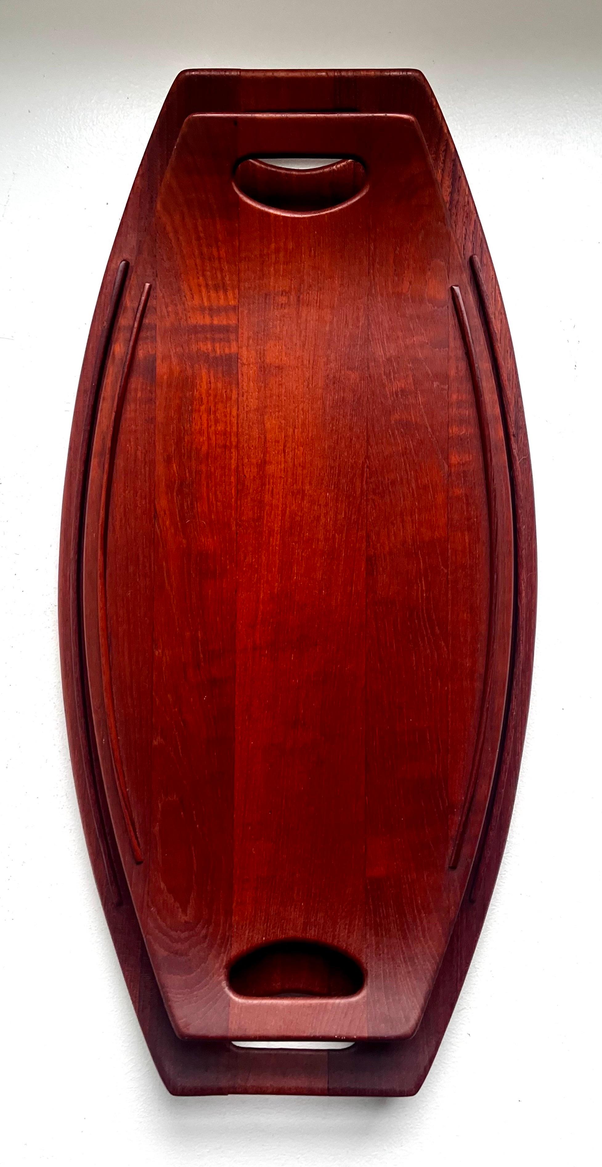 Mid-20th Century Pair of Danish Staved Teak Trays by Jens Quistgaard for Dansk, 1950's For Sale