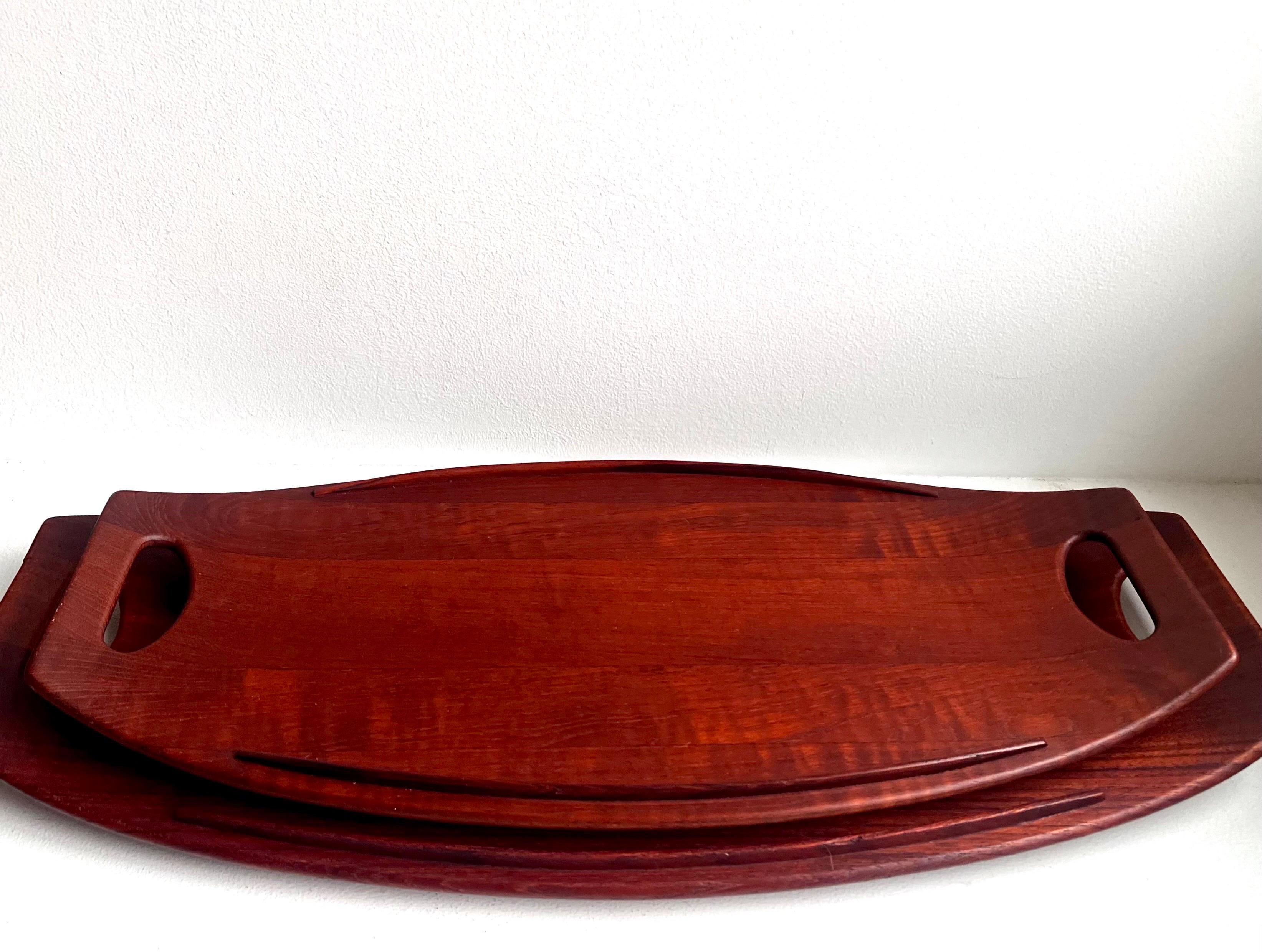 Pair of Danish Staved Teak Trays by Jens Quistgaard for Dansk, 1950's For Sale 1