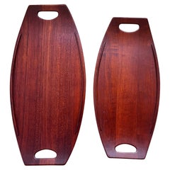 Pair of Danish Staved Teak Trays by Jens Quistgaard for Dansk, 1950's
