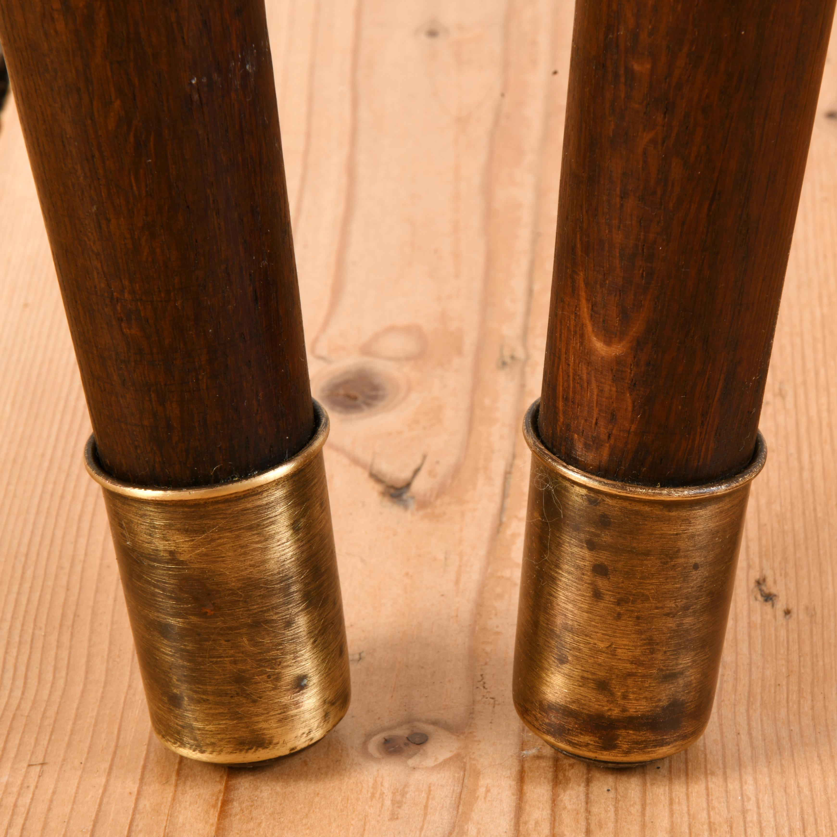 Pair of danish stool or foot stool from te 60s with brass feet reupholstered Madera en venta