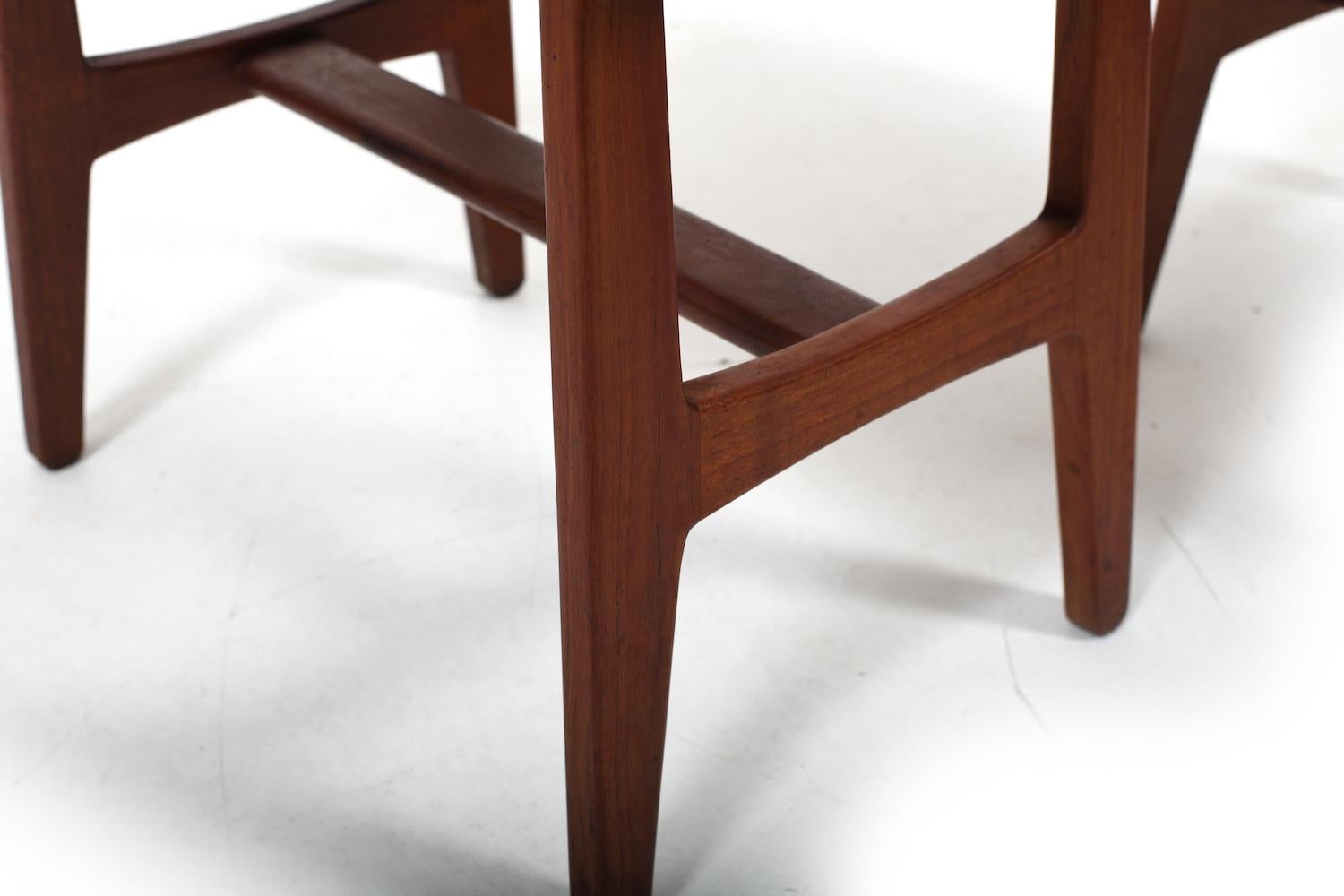 Pair of Danish Stools in Teak and patinated Leather 1960s 4