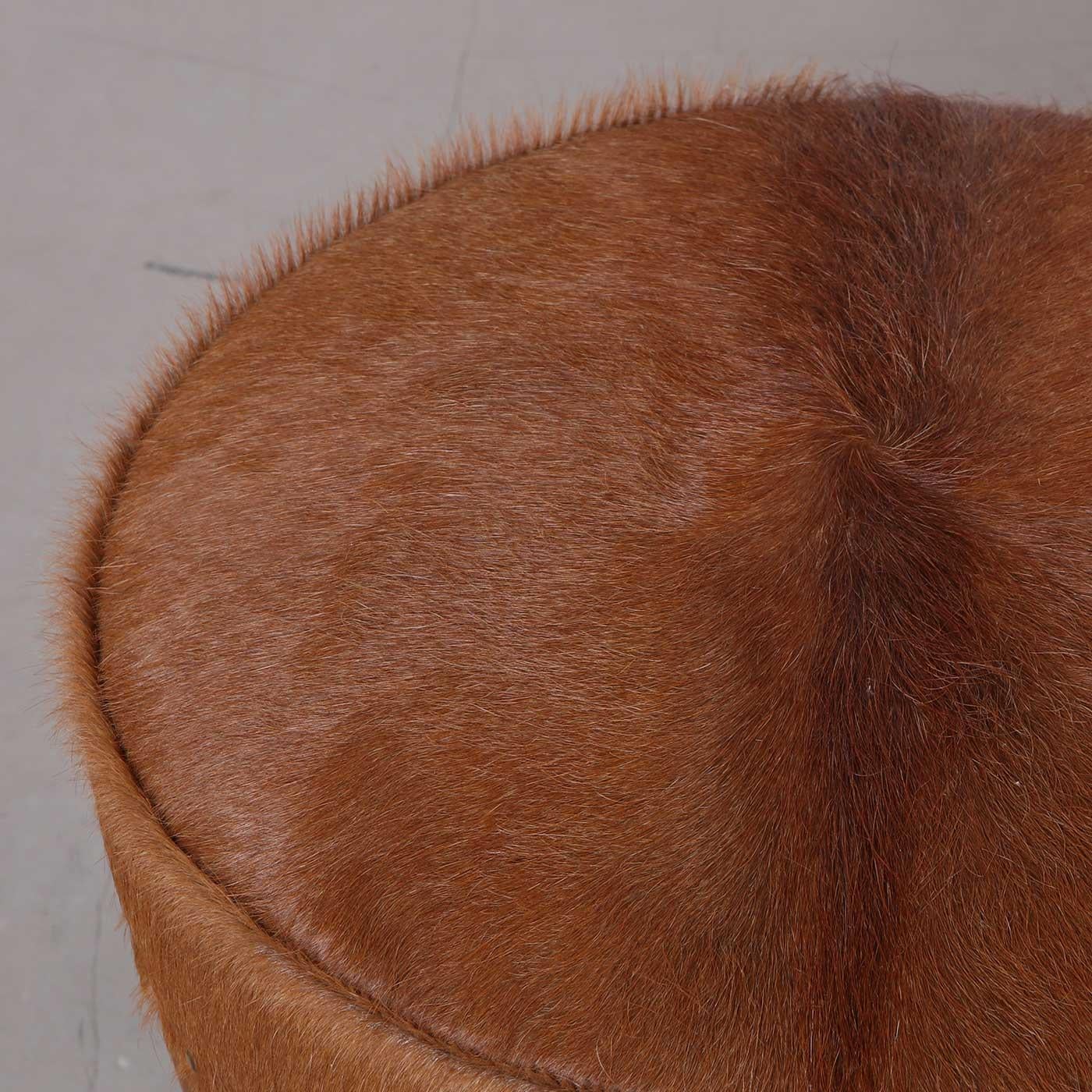 Mid-20th Century Pair of Danish Stools in Wood and Cowhide, 1940s For Sale