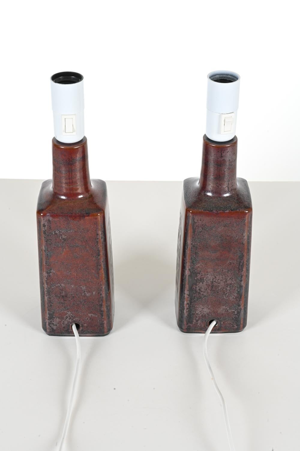 Pair of Danish Studio Ceramic Table Lamps by Désirée Stentøj For Sale 1