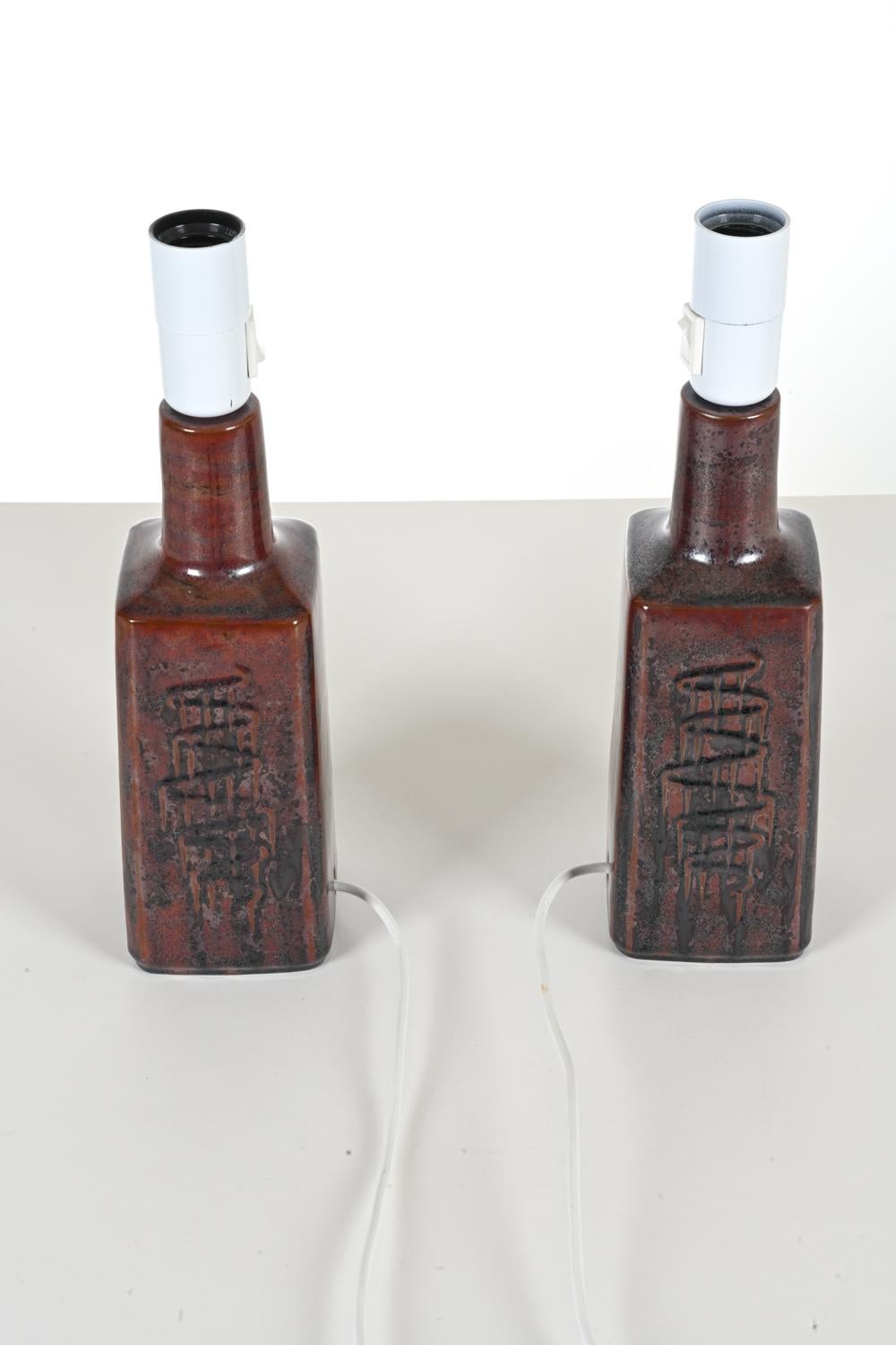 Pair of Danish Studio Ceramic Table Lamps by Désirée Stentøj For Sale 4
