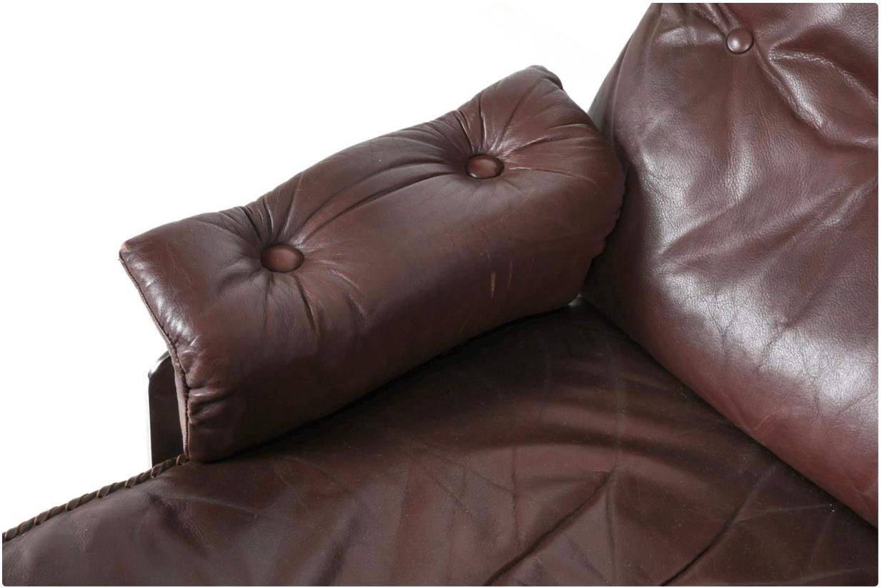 Paar dänische Drehsessel Leder Brown Leder zugeschrieben Arne Norell (Dänisch) im Angebot