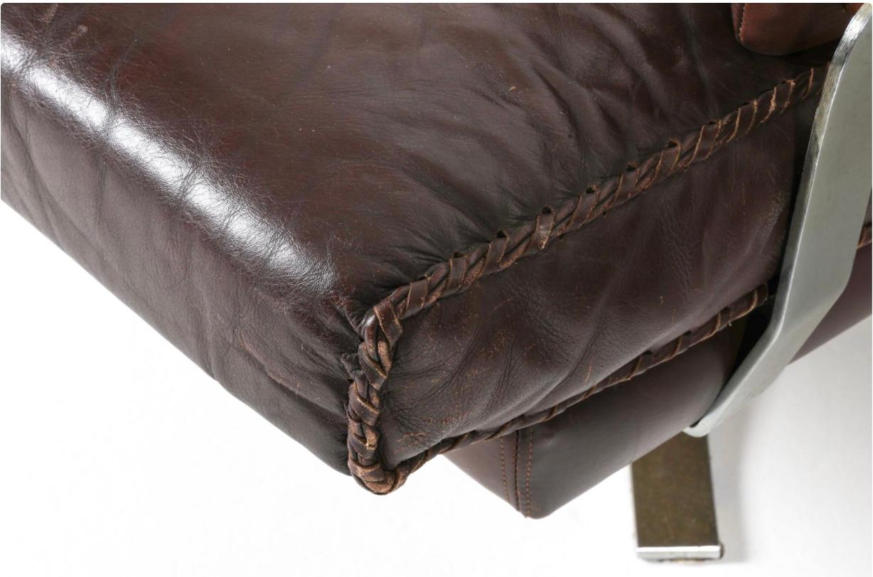 Paar dänische Drehsessel Leder Brown Leder zugeschrieben Arne Norell im Angebot 2