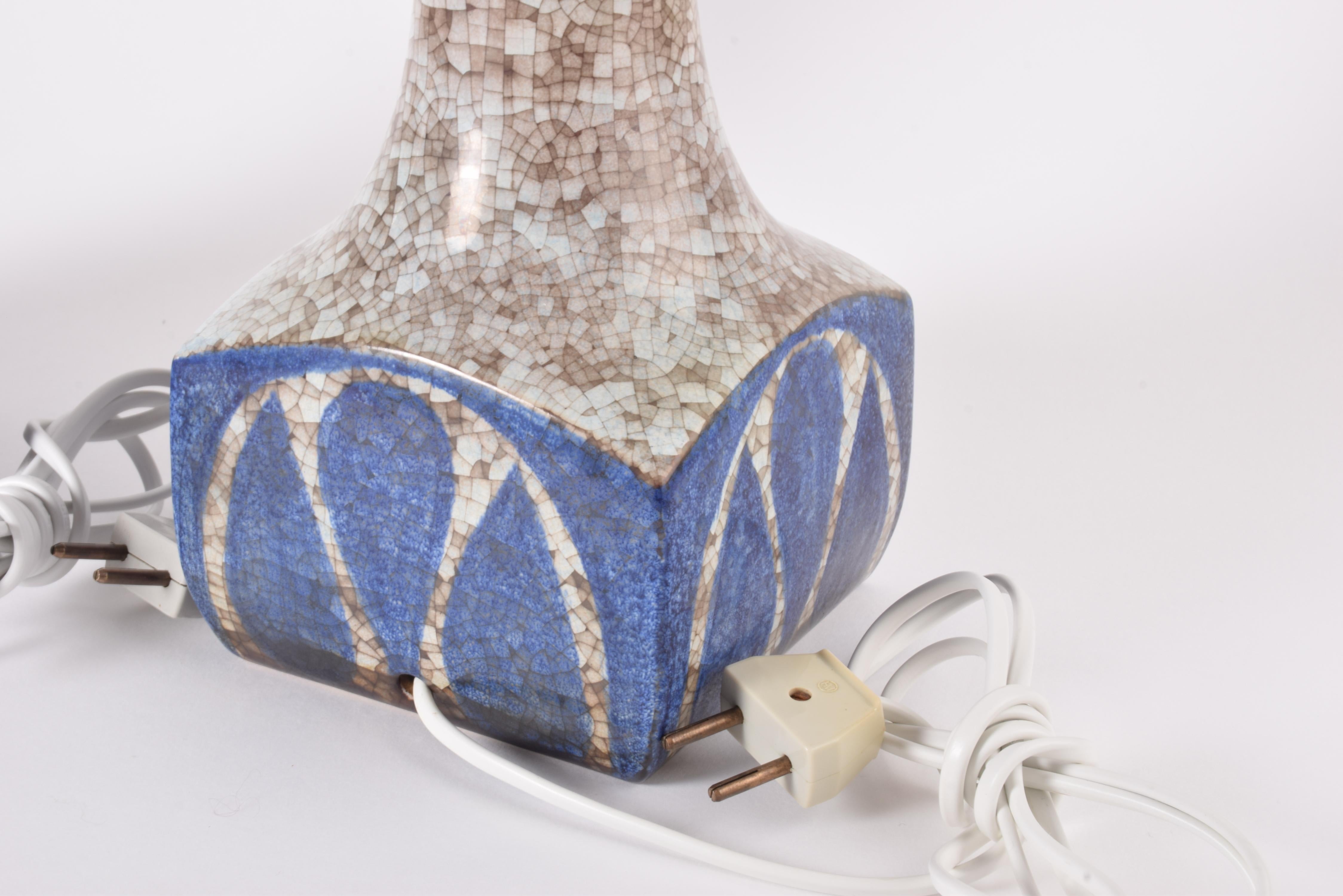 Pair of Danish Table Lamps Blue Persia Glaze, Marianne Starck for MA&S 1960s For Sale 3