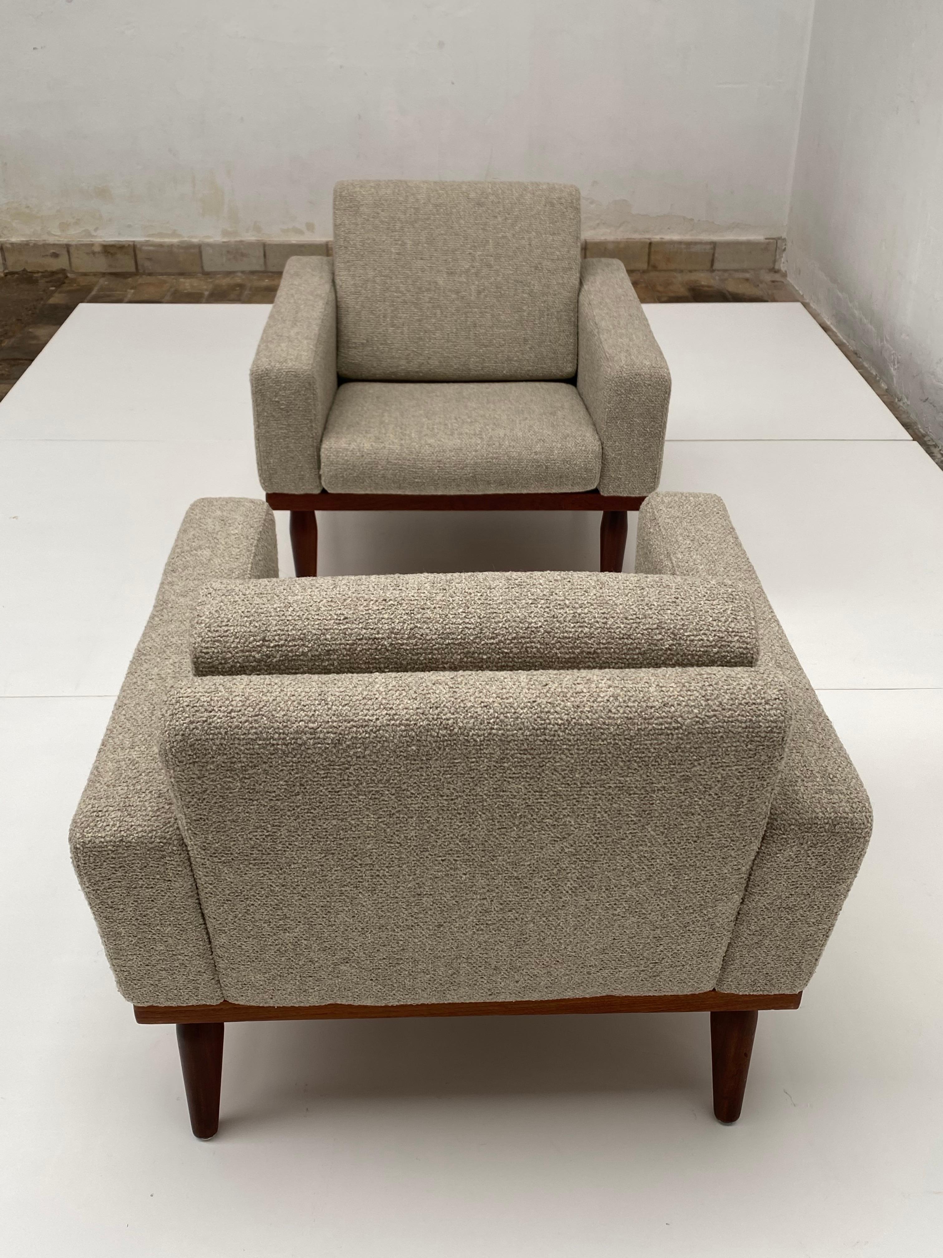 Pair of Danish Teak 1950s Lounge Chairs Bovenkamp The Netherlands New Upholstery For Sale 5