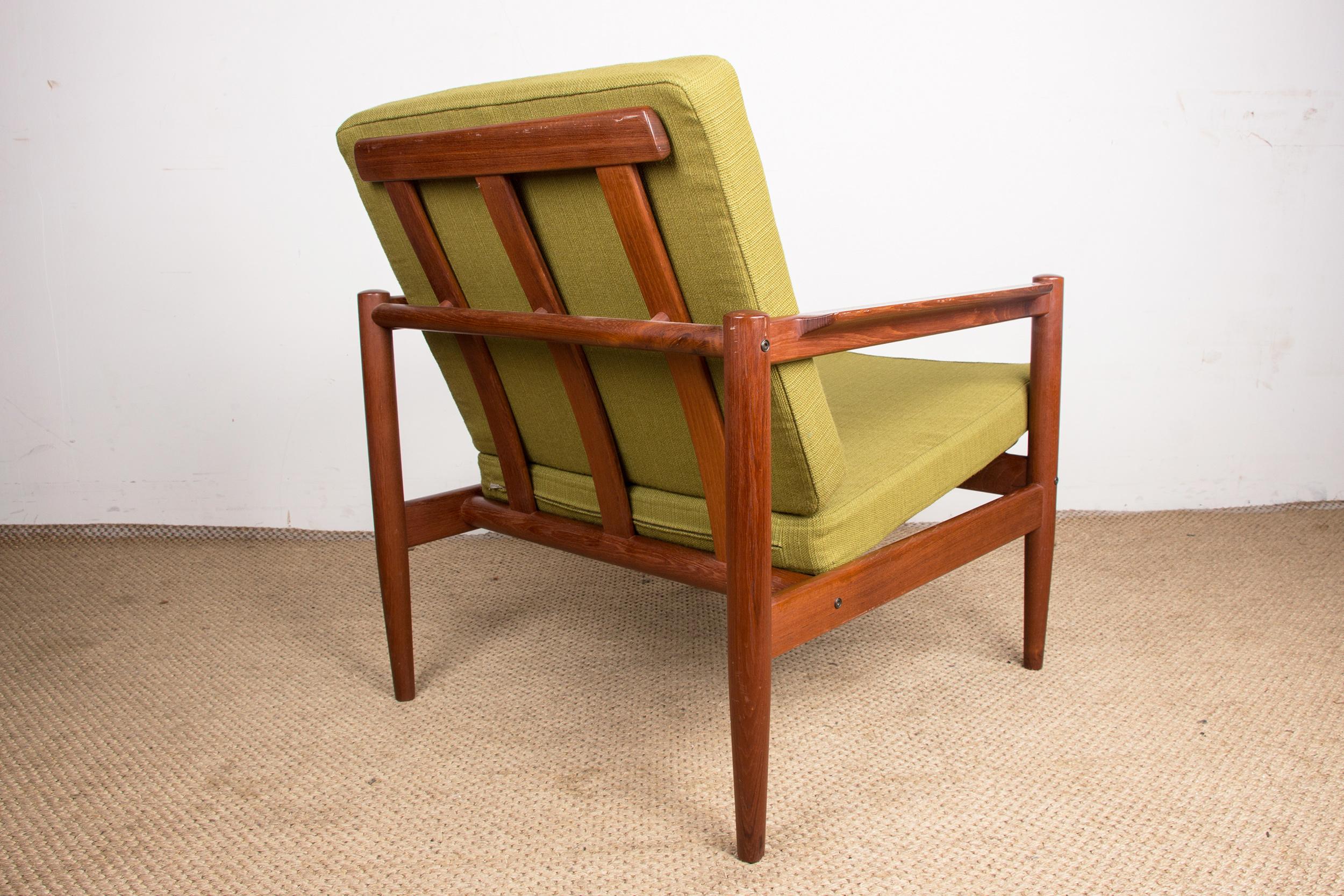 Pareja de sillones daneses de teca y tela de Børge Jensen & Sønner 1960. en venta 8