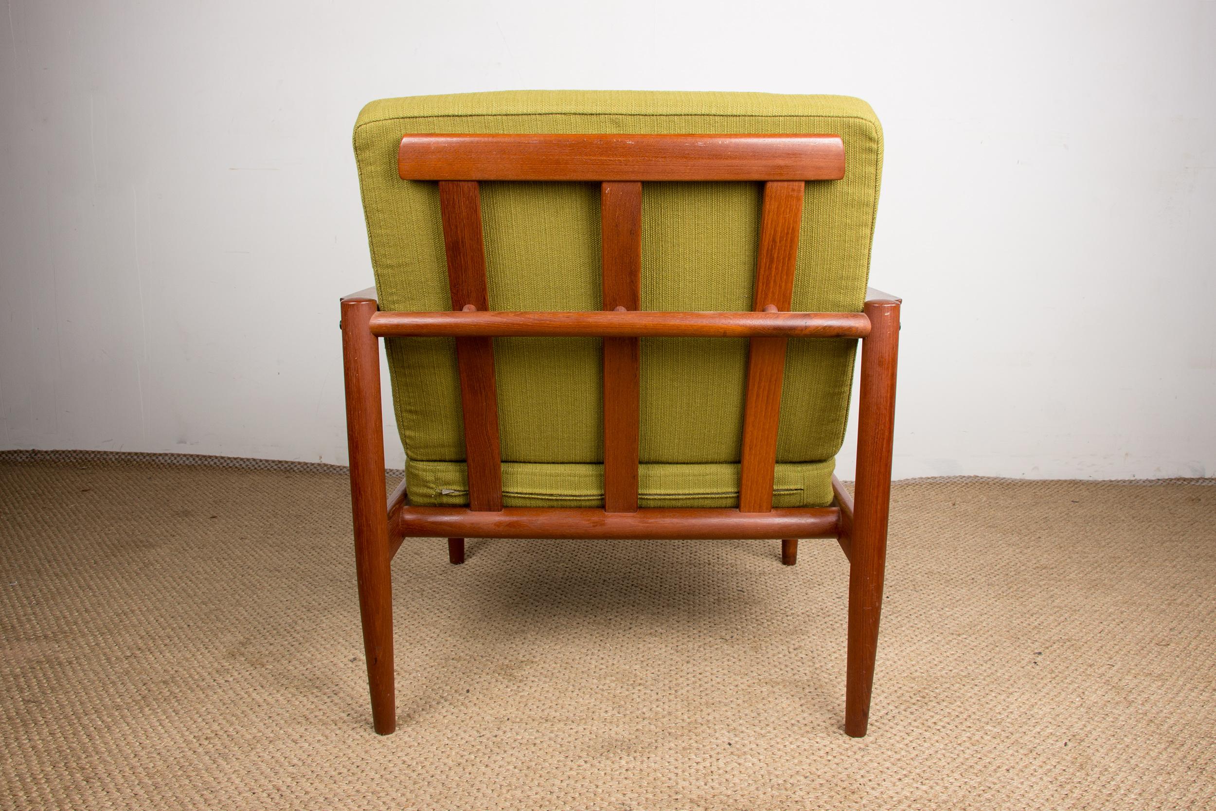 Pareja de sillones daneses de teca y tela de Børge Jensen & Sønner 1960. en venta 10