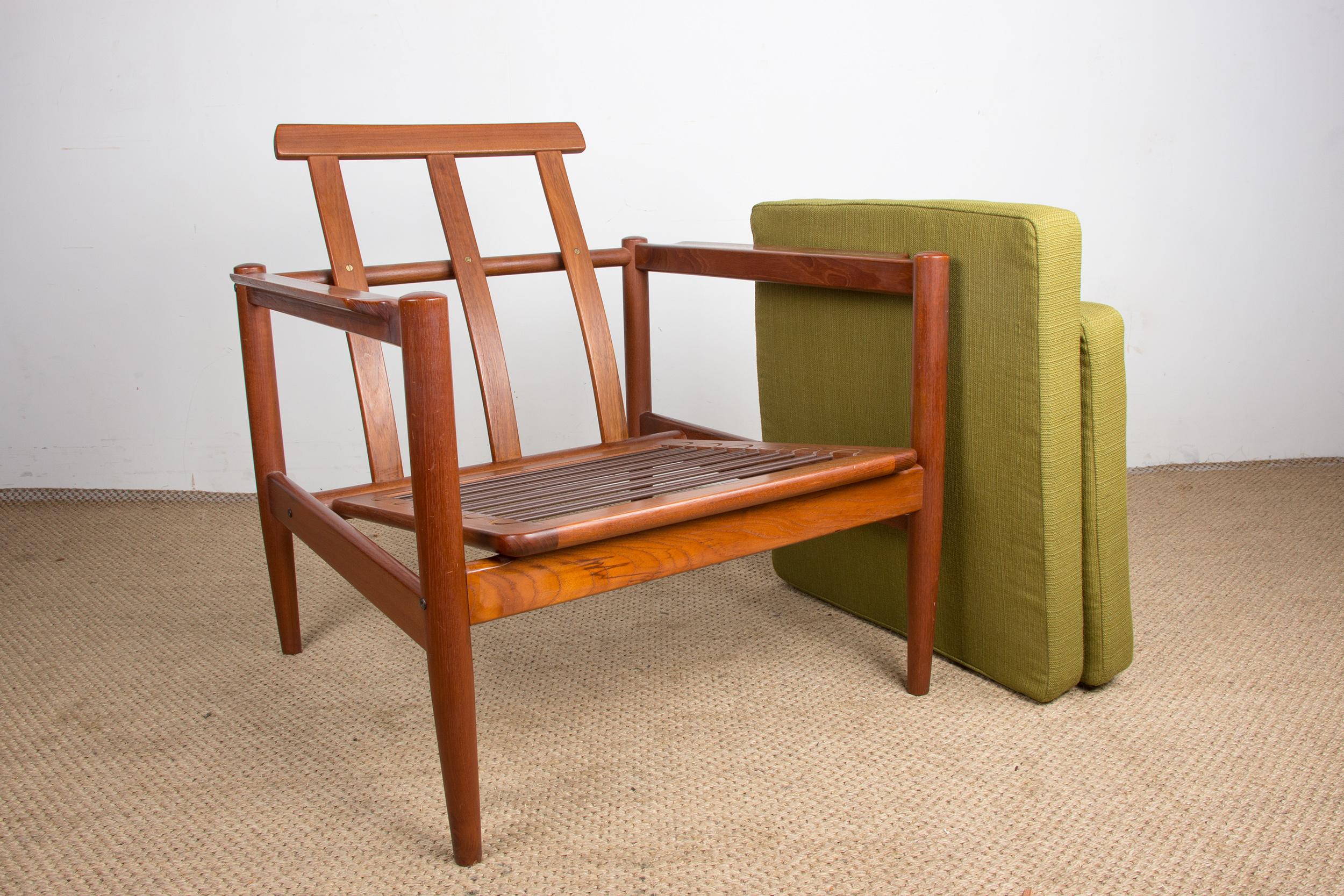 Pareja de sillones daneses de teca y tela de Børge Jensen & Sønner 1960. en venta 11