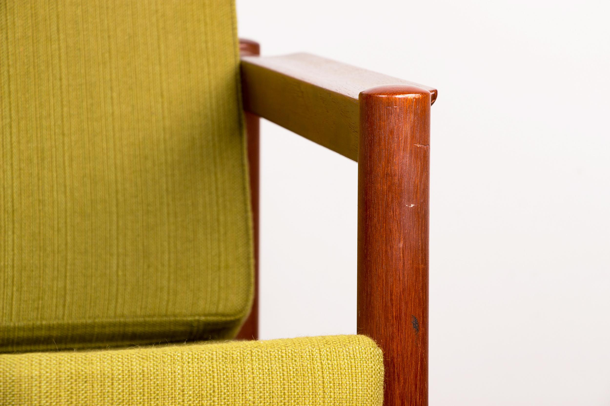 Pareja de sillones daneses de teca y tela de Børge Jensen & Sønner 1960. Danés en venta