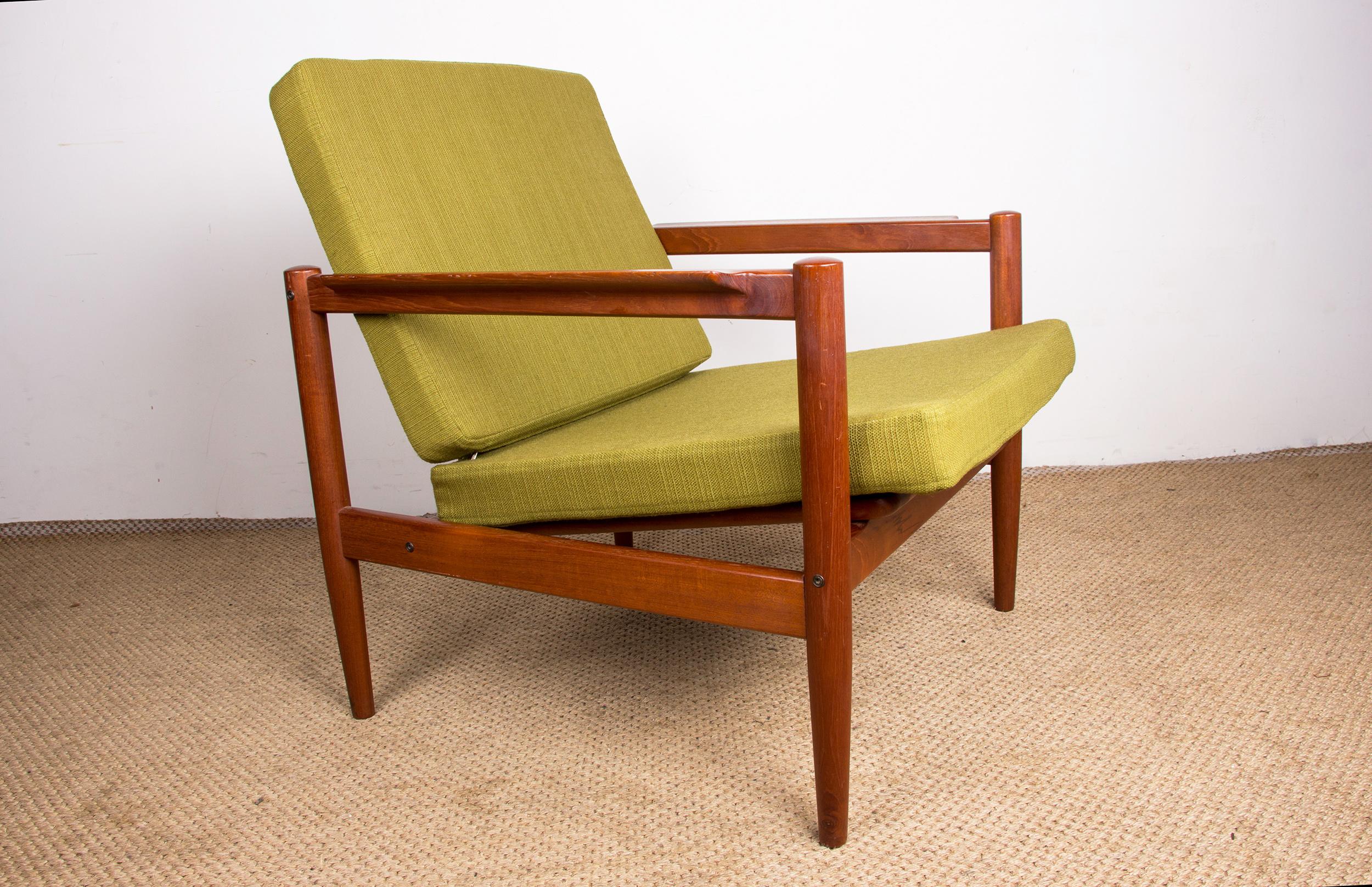 Pareja de sillones daneses de teca y tela de Børge Jensen & Sønner 1960. Tela en venta