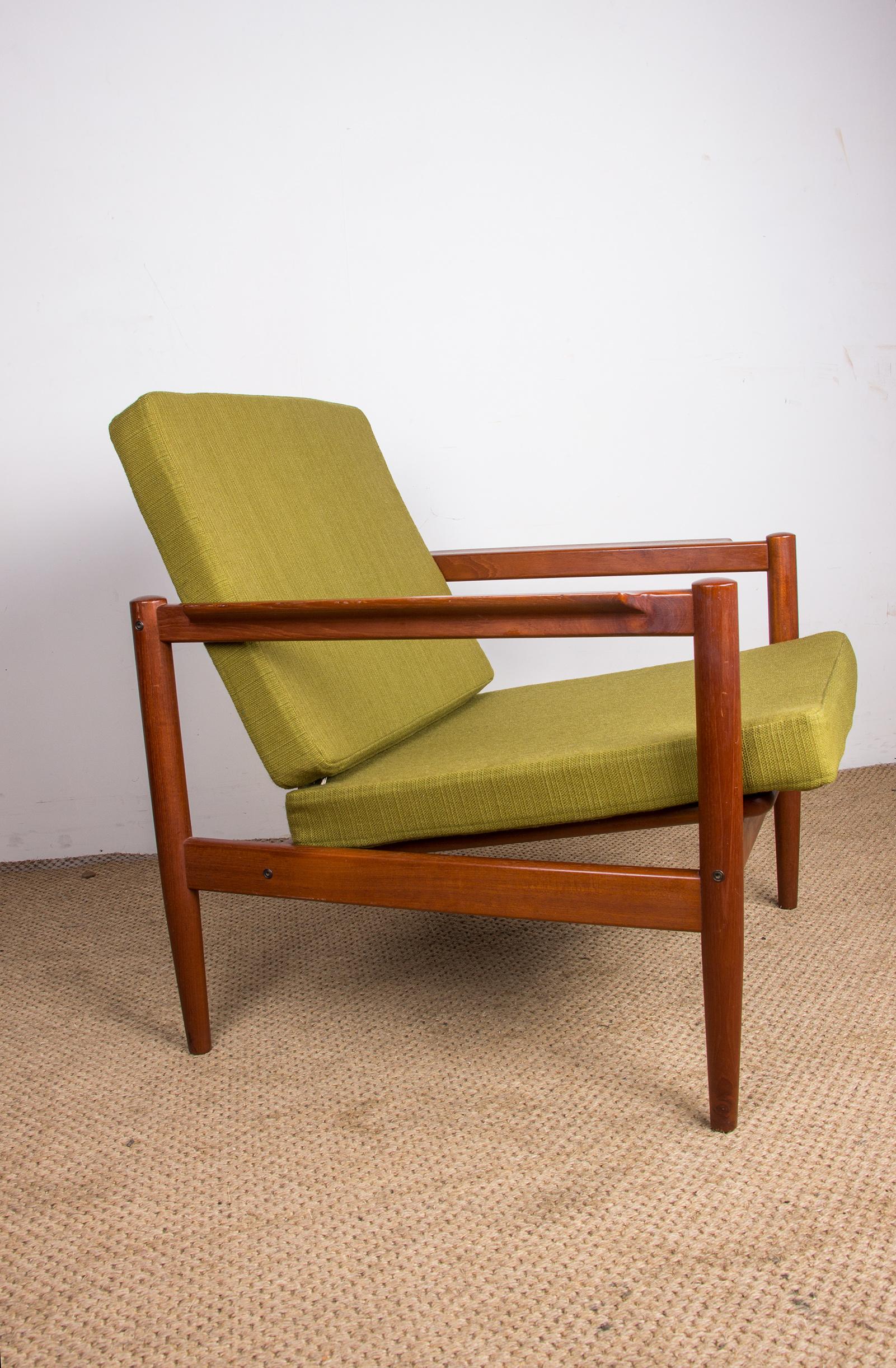 Pareja de sillones daneses de teca y tela de Børge Jensen & Sønner 1960. en venta 1