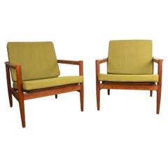 Paar dänische Sessel aus Teakholz und Stoff von Børge Jensen & Sønner 1960.