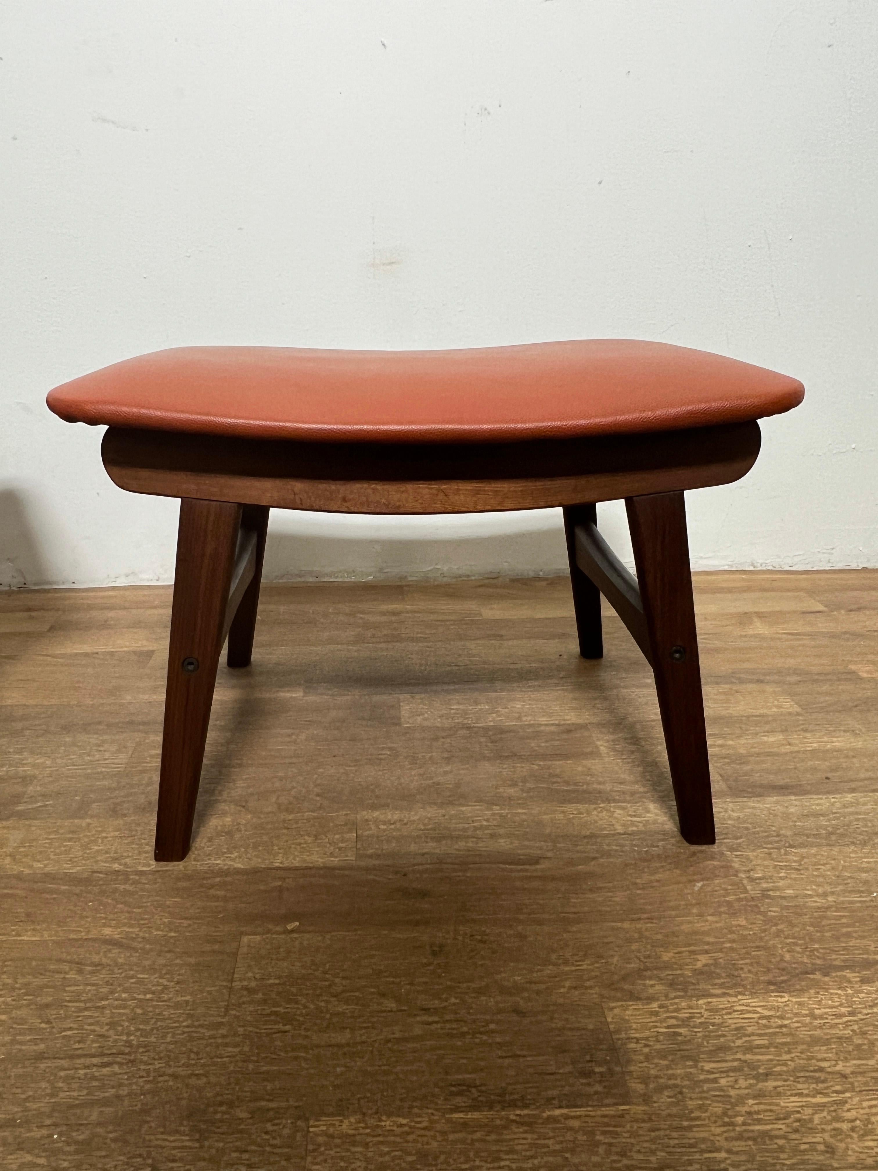 Pair of Danish Teak and Leather Stools or Ottomans Circa 1960s For Sale 2