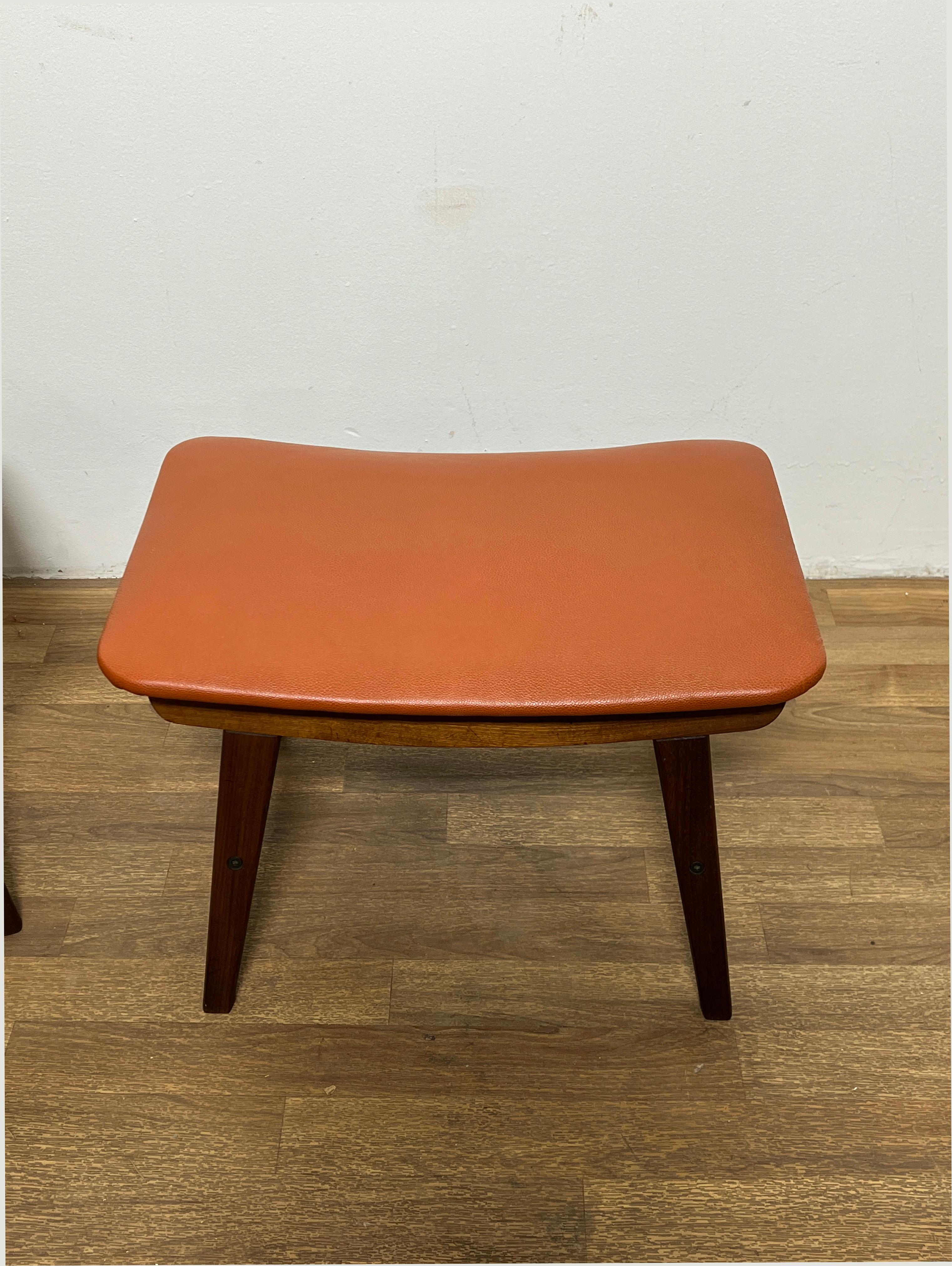 Pair of Danish Teak and Leather Stools or Ottomans Circa 1960s For Sale 3