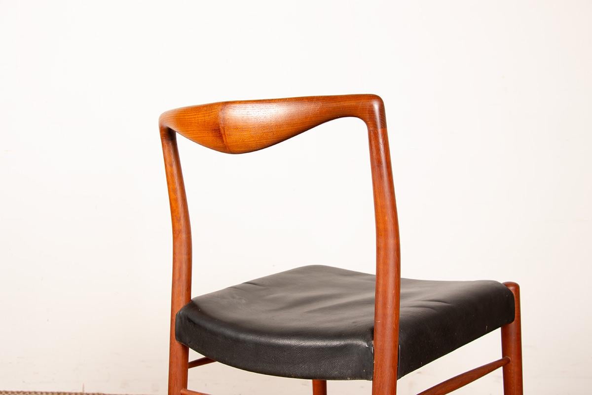 Pair of Danish teak and skai chairs by Lyngfeldt Larsen for Soren Willadsen 1960 For Sale 4