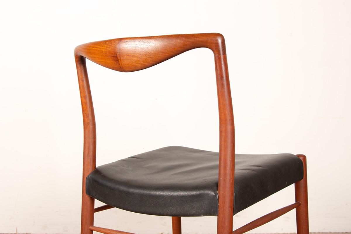 Pair of Danish teak and skai chairs by Lyngfeldt Larsen for Soren Willadsen 1960 For Sale 7