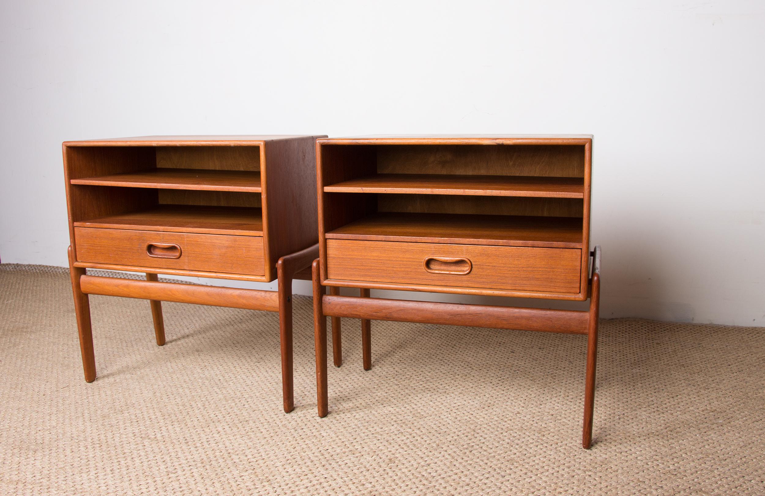 Teak Pair of Danish teak bedside tables by Arne Vodder for Vamo Sonderborg 1960