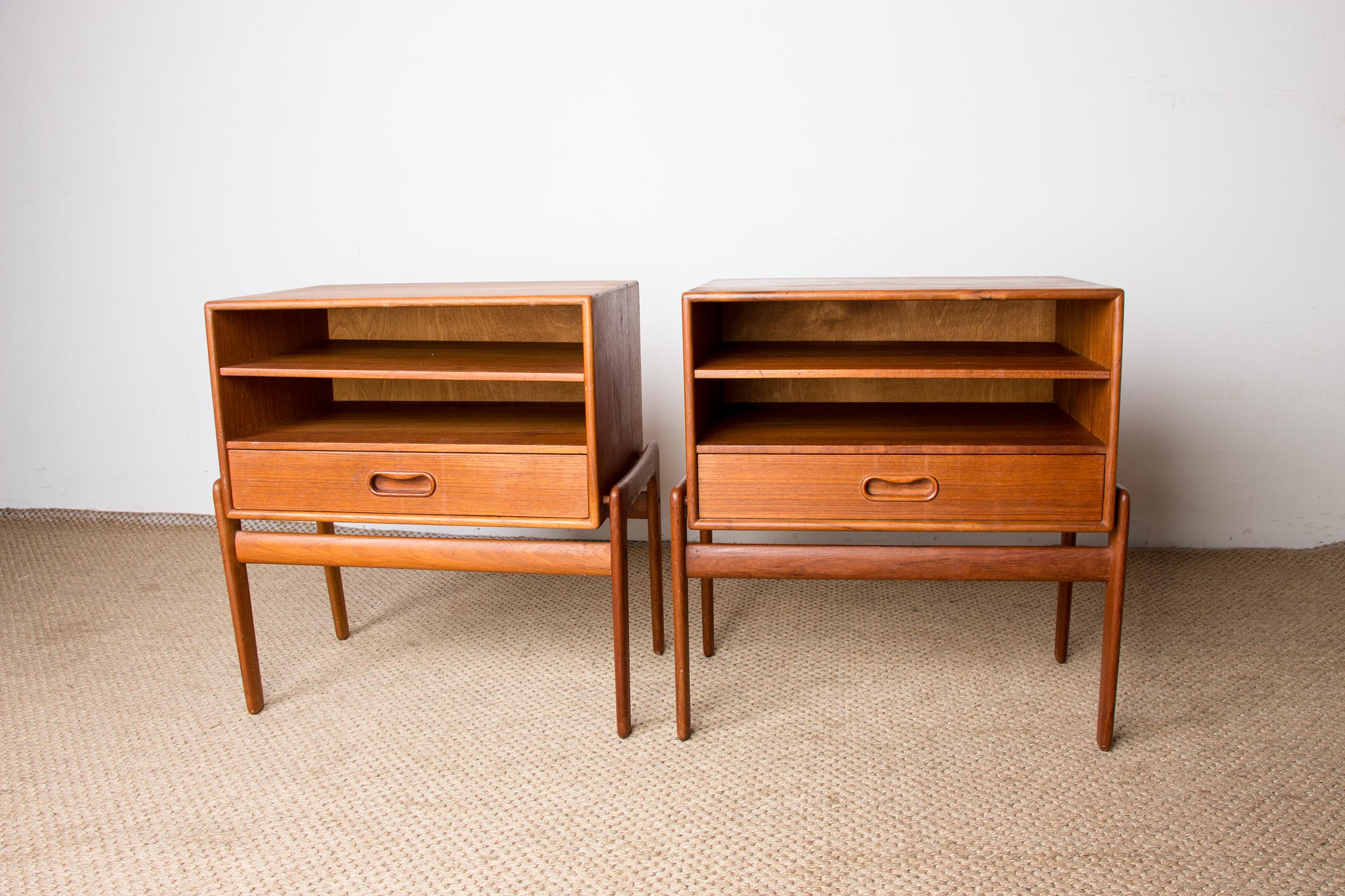 Pair of Danish teak bedside tables by Arne Vodder for Vamo Sonderborg 1960 1