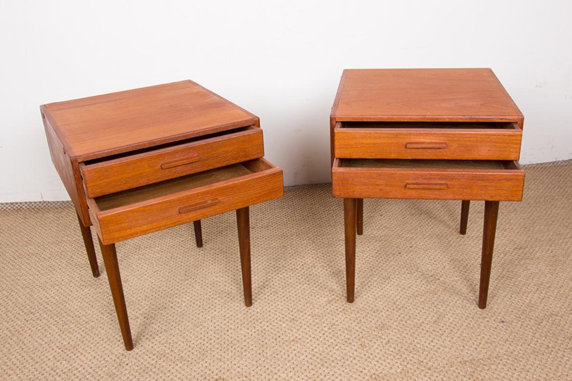 Paar dänische Nachttische aus Teakholz von PBJ Mobler, 1960. (Skandinavische Moderne) im Angebot