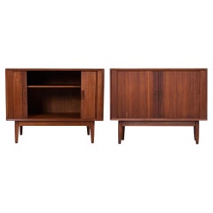 Pair of Danish Teak Cabinets with Tambour Doors by Lyby Mobler