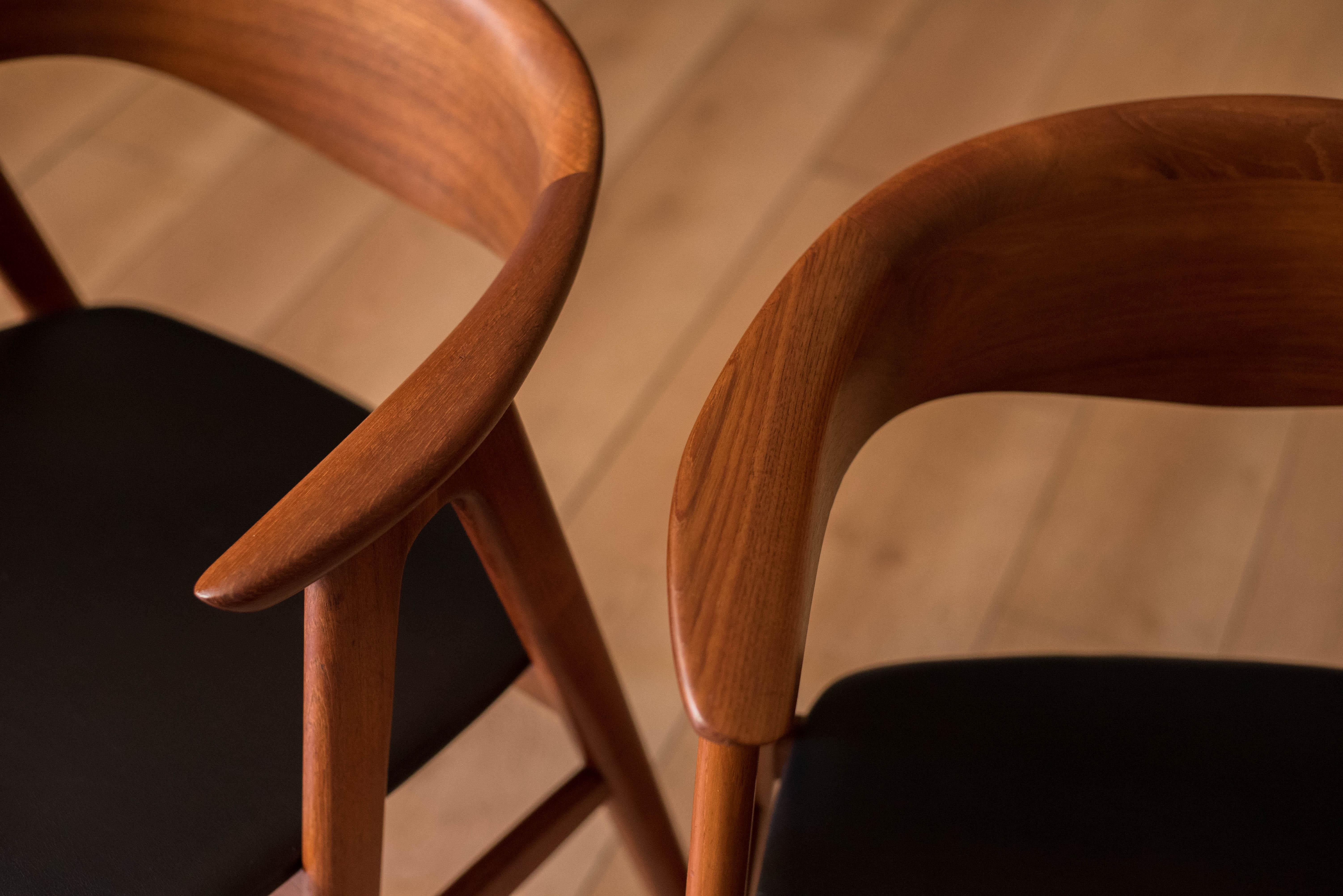 Pair of Danish Teak Compass Dux Dining Chairs by Erik Kirkegaard In Good Condition In San Jose, CA