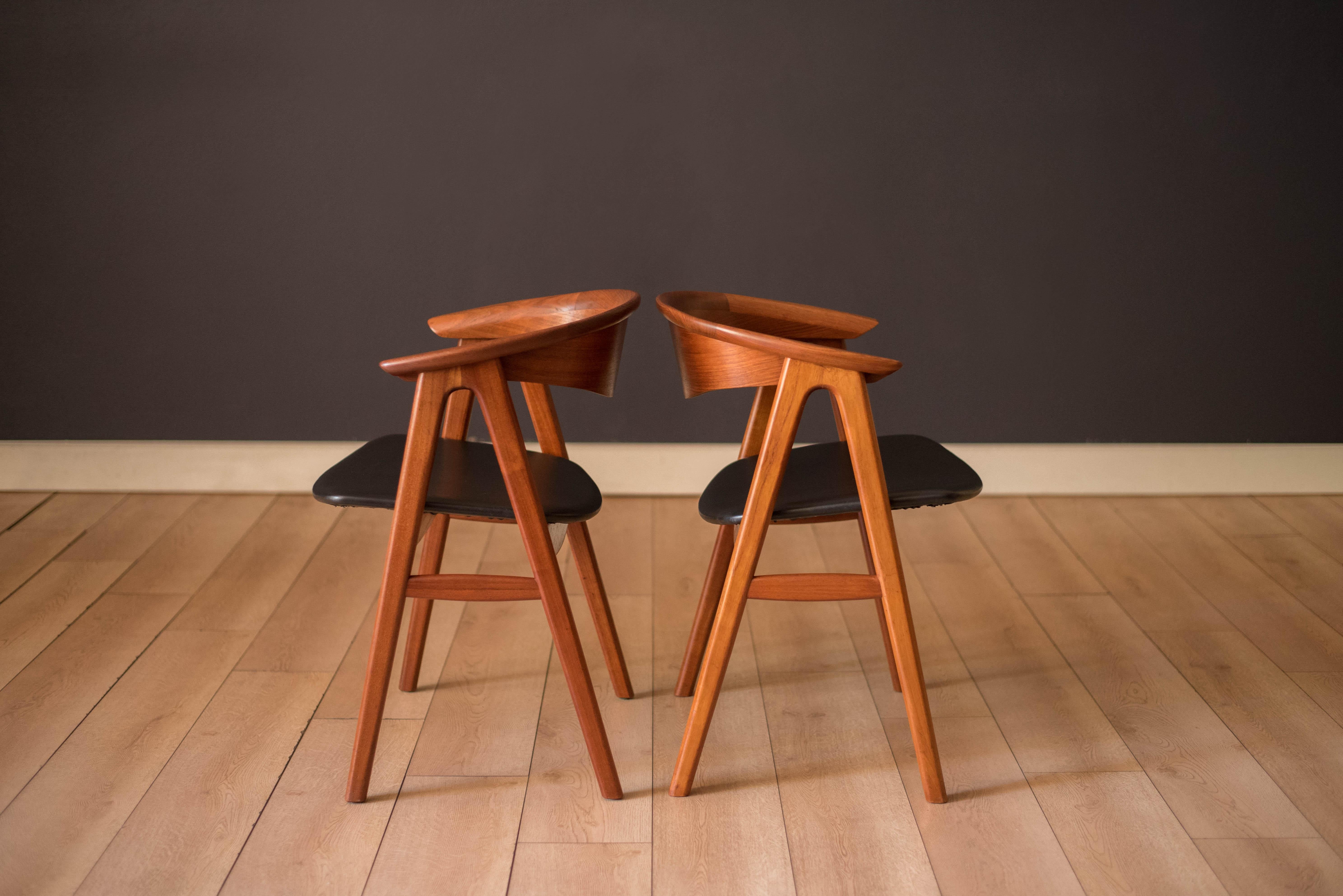 Mid-20th Century Pair of Danish Teak Compass Dux Dining Chairs by Erik Kirkegaard