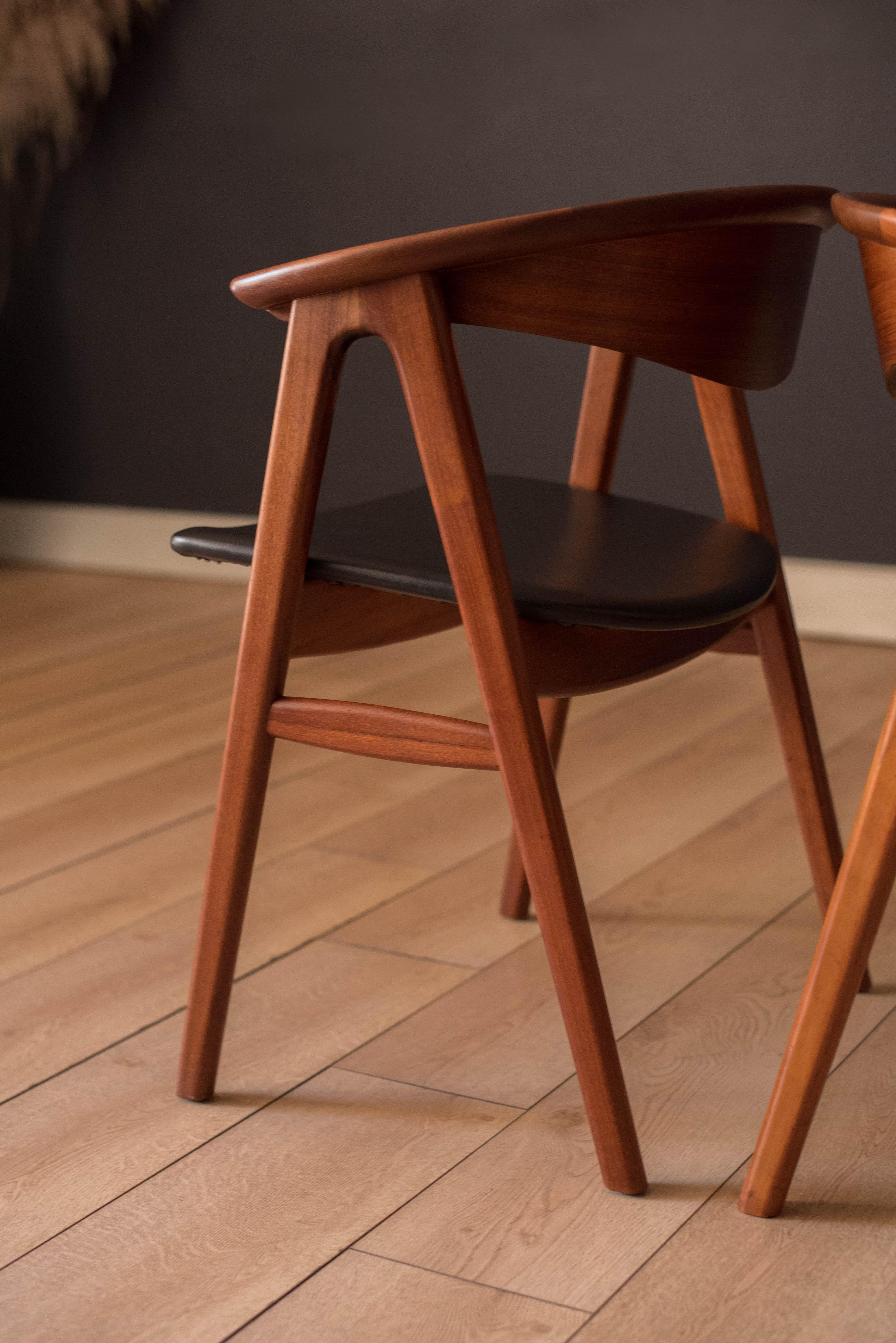 Pair of Danish Teak Compass Dux Dining Chairs by Erik Kirkegaard 1