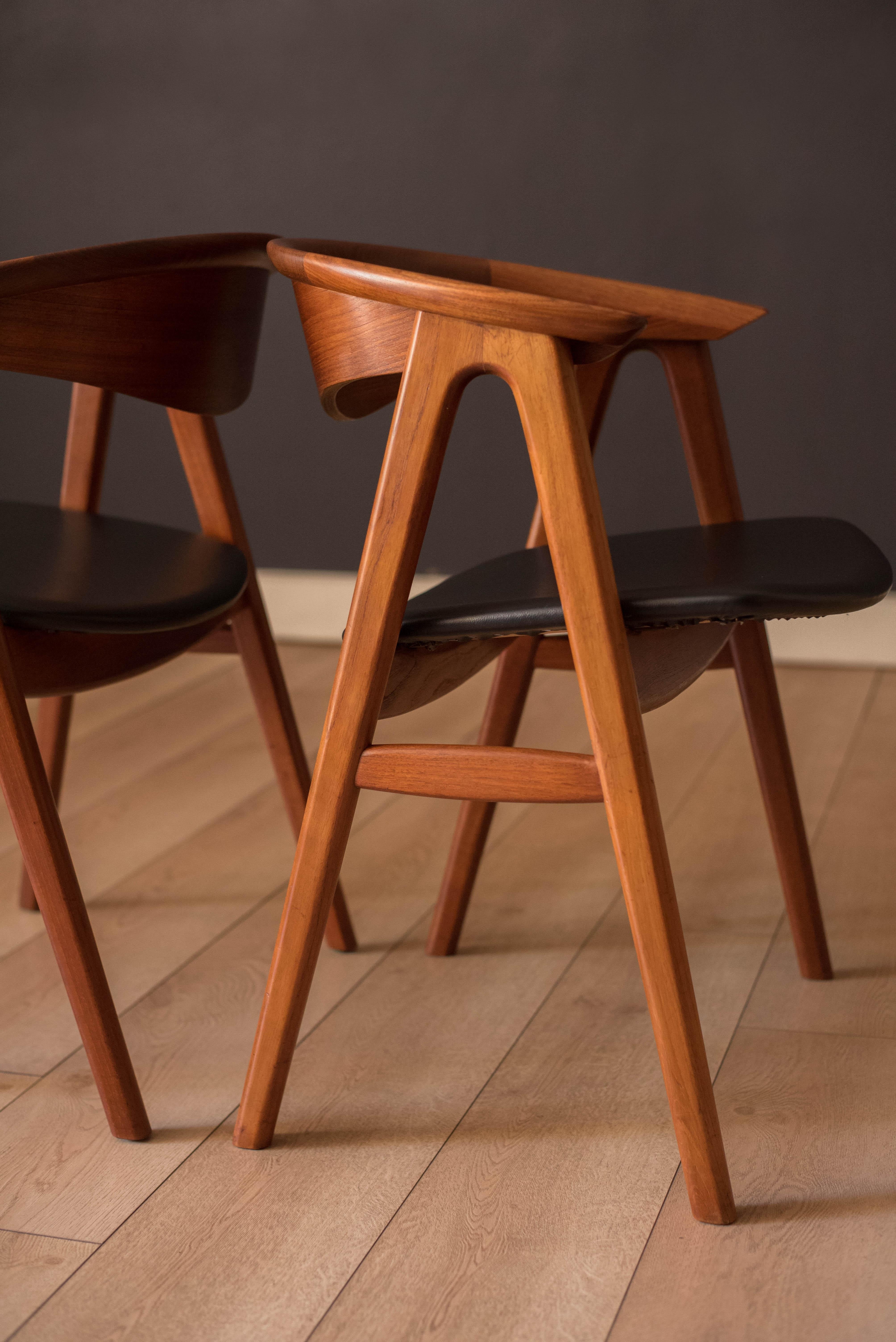 Pair of Danish Teak Compass Dux Dining Chairs by Erik Kirkegaard 2