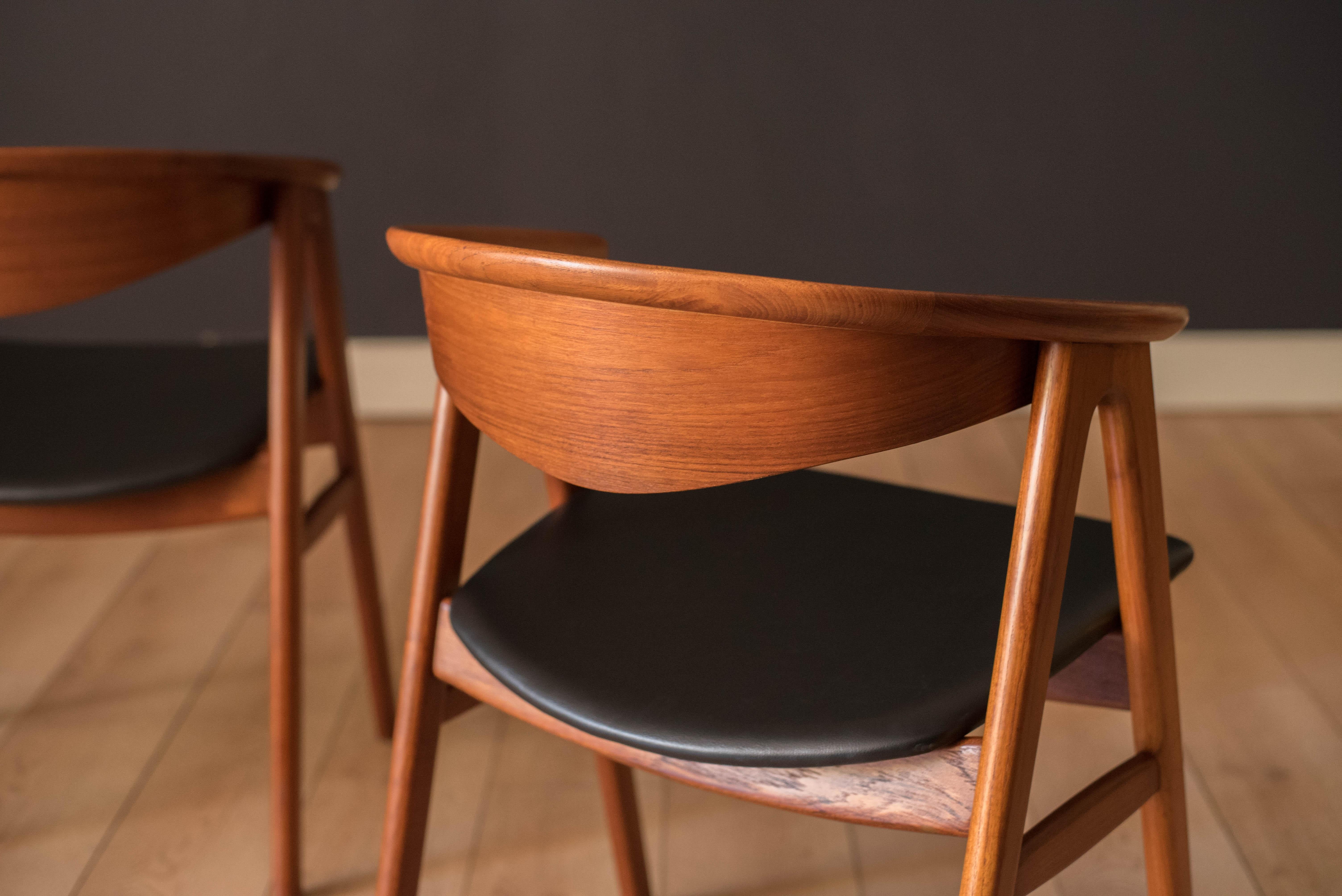 Pair of Danish Teak Compass Dux Dining Chairs by Erik Kirkegaard 4