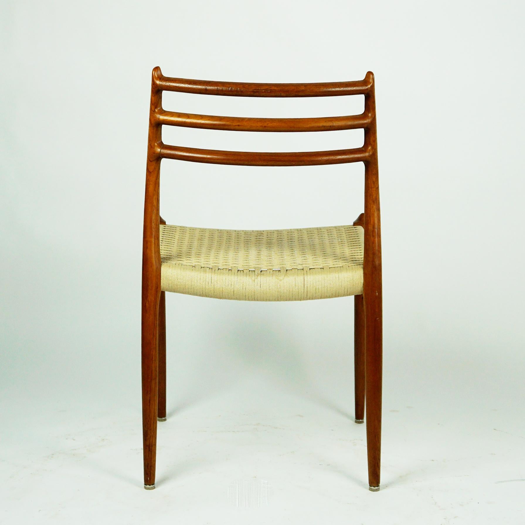 Mid-20th Century Pair of Danish Teak Dining Chairs Mod. 78 by Niels Otto Möller For Sale