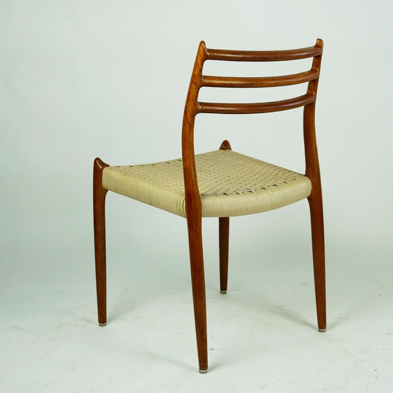 Textile Pair of Danish Teak Dining Chairs Mod. 78 by Niels Otto Möller For Sale
