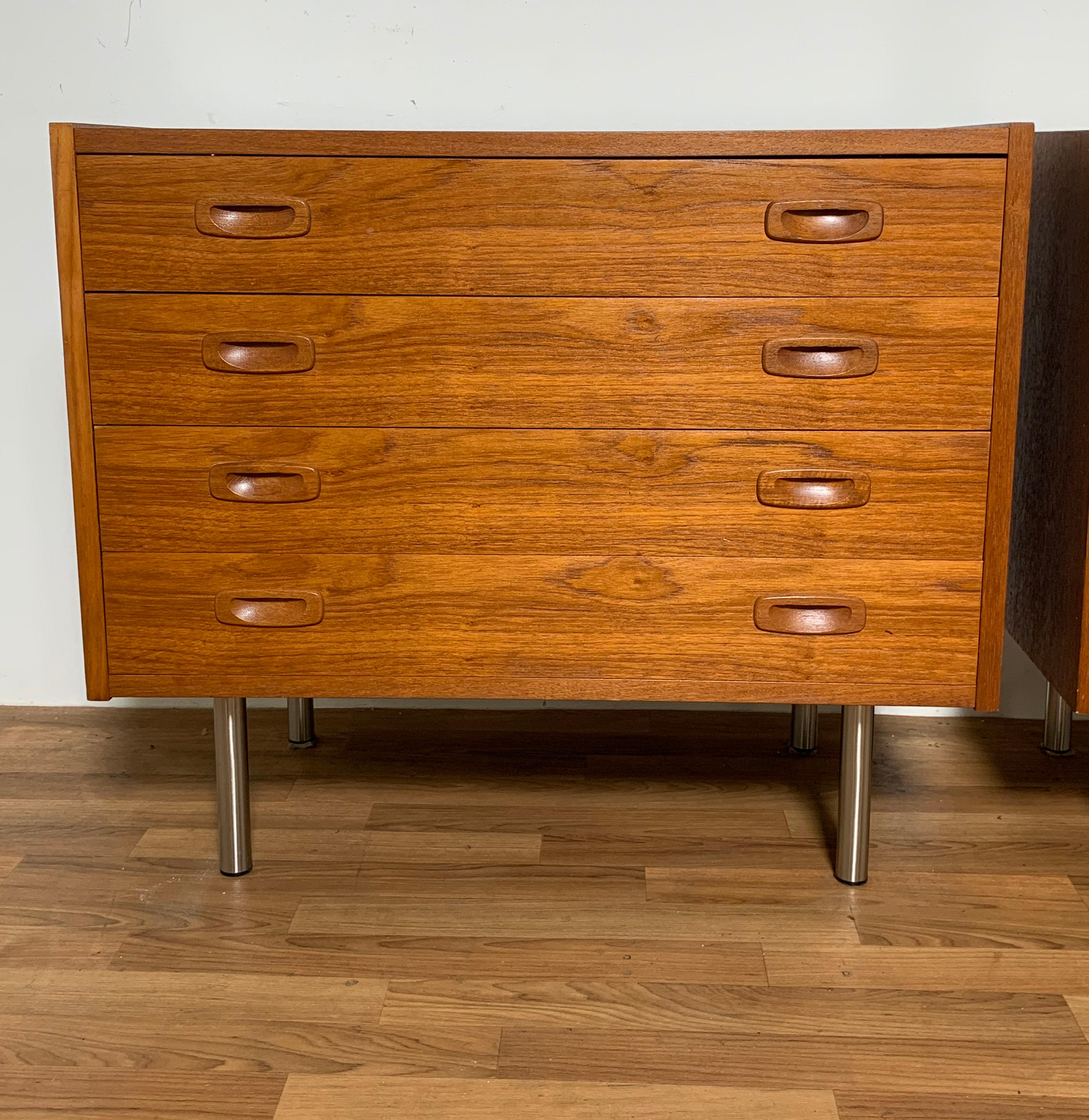 Scandinavian Modern Pair of Danish Teak Dresser Cabinets, Circa 1960s
