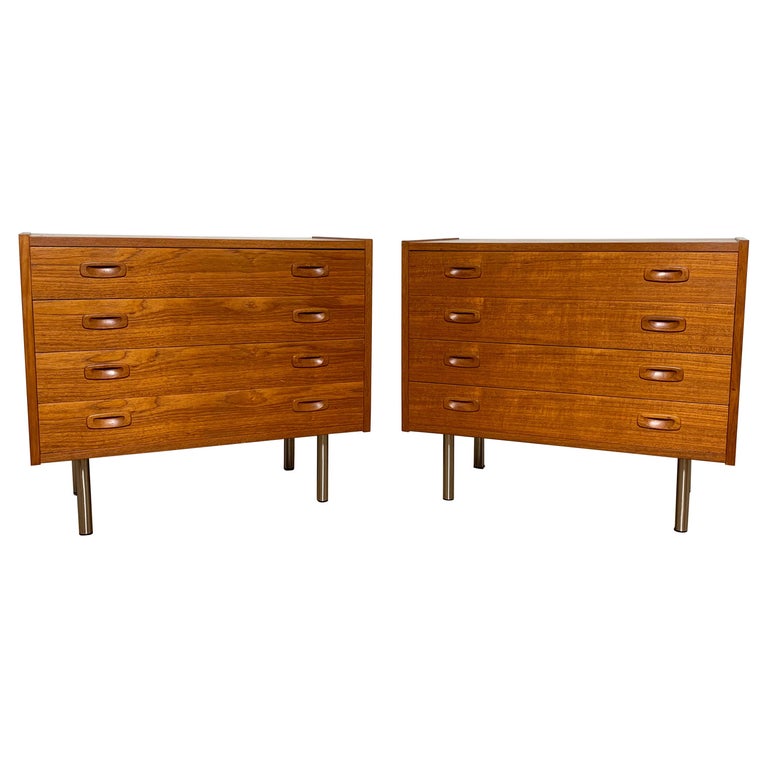 Pair Of Danish Teak Dresser Cabinets, Vintage Danish Teak Dresser
