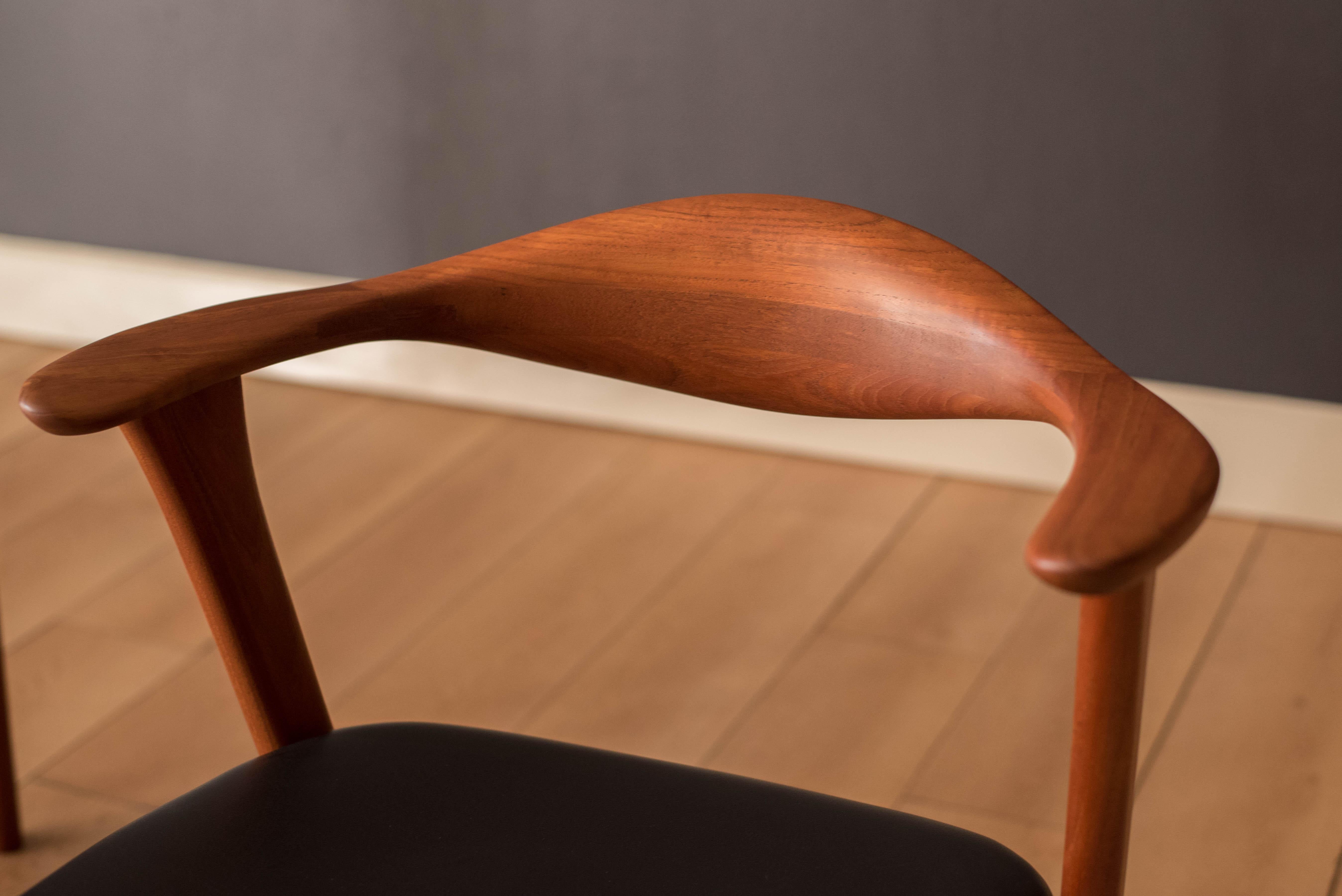 Pair of Danish Teak Erik Kirkegaard Captain Dining Chairs for Høng Stolefabrik 2