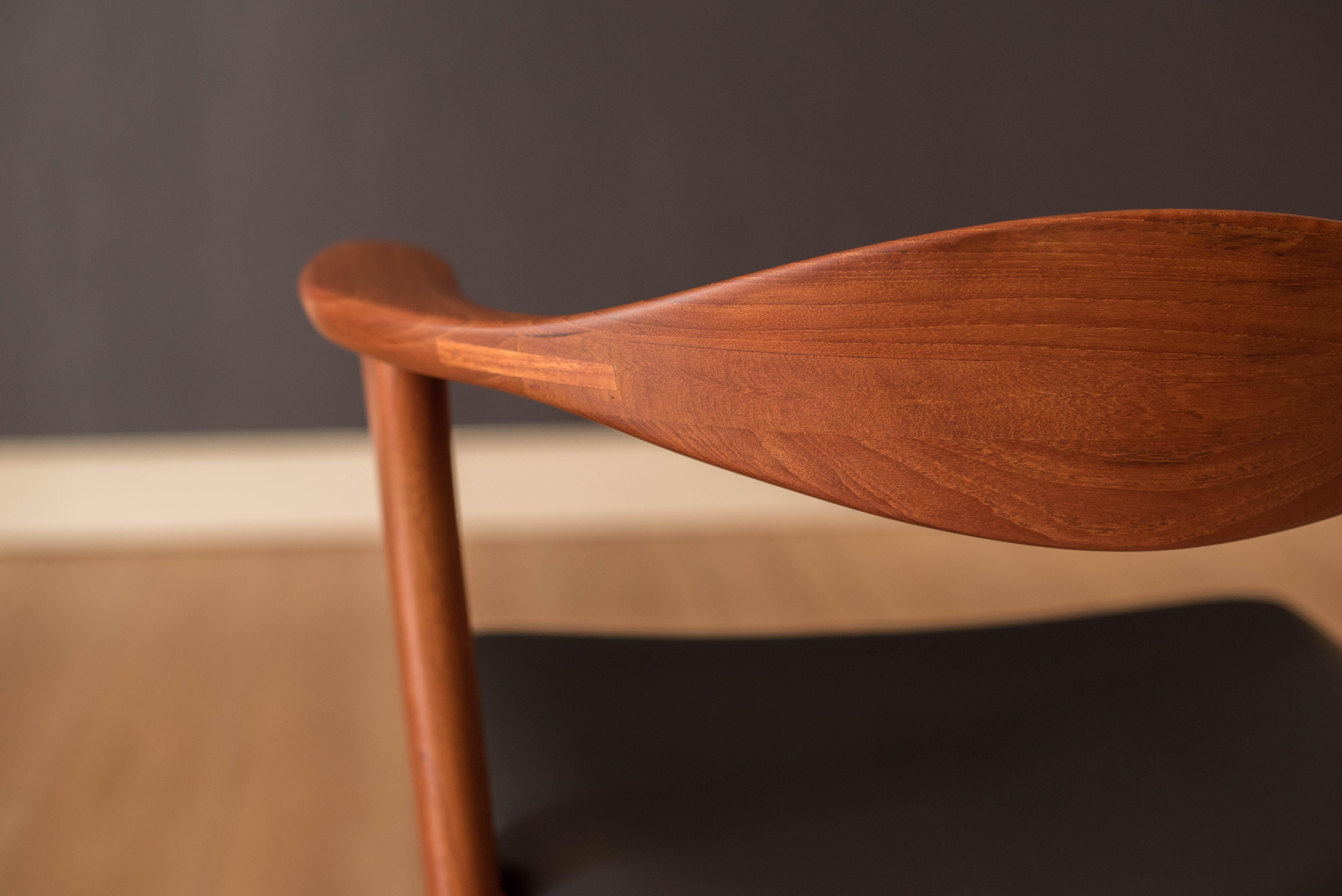 Pair of Danish Teak Erik Kirkegaard Captain Dining Chairs for Høng Stolefabrik 3