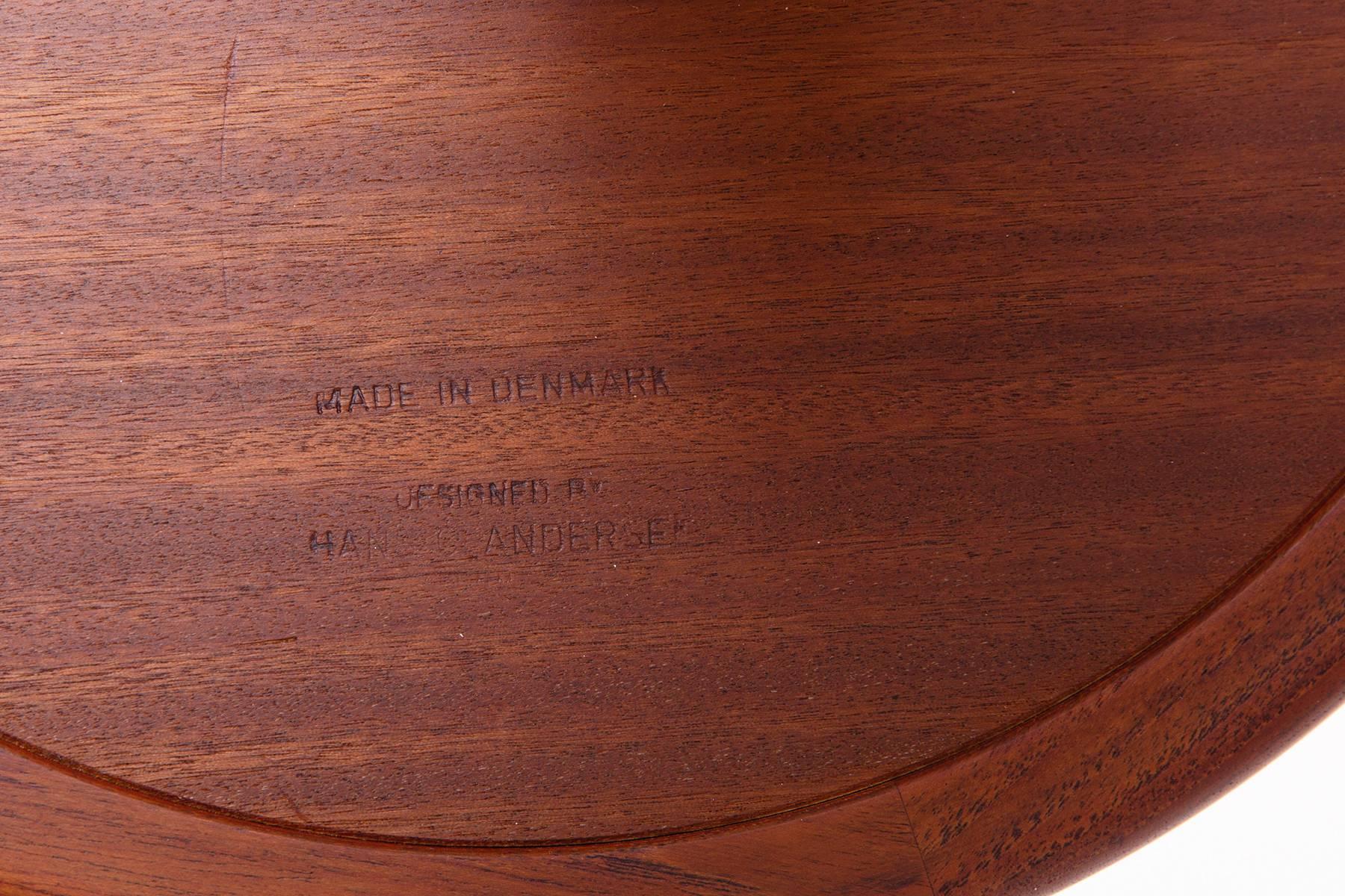 Mid-Century Modern Hans Andersen Danish Teak Pedestal Side Tables with Black Laminate Tops